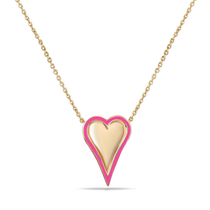Helium Enamel Outline Heart Necklace