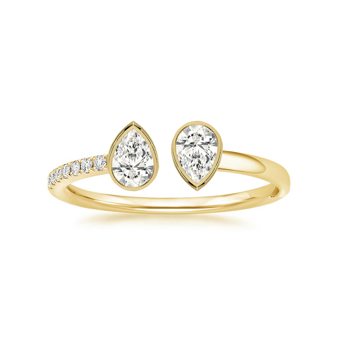 Multishape Diamond Bezels Statement Pave + Solid Cuff Ring