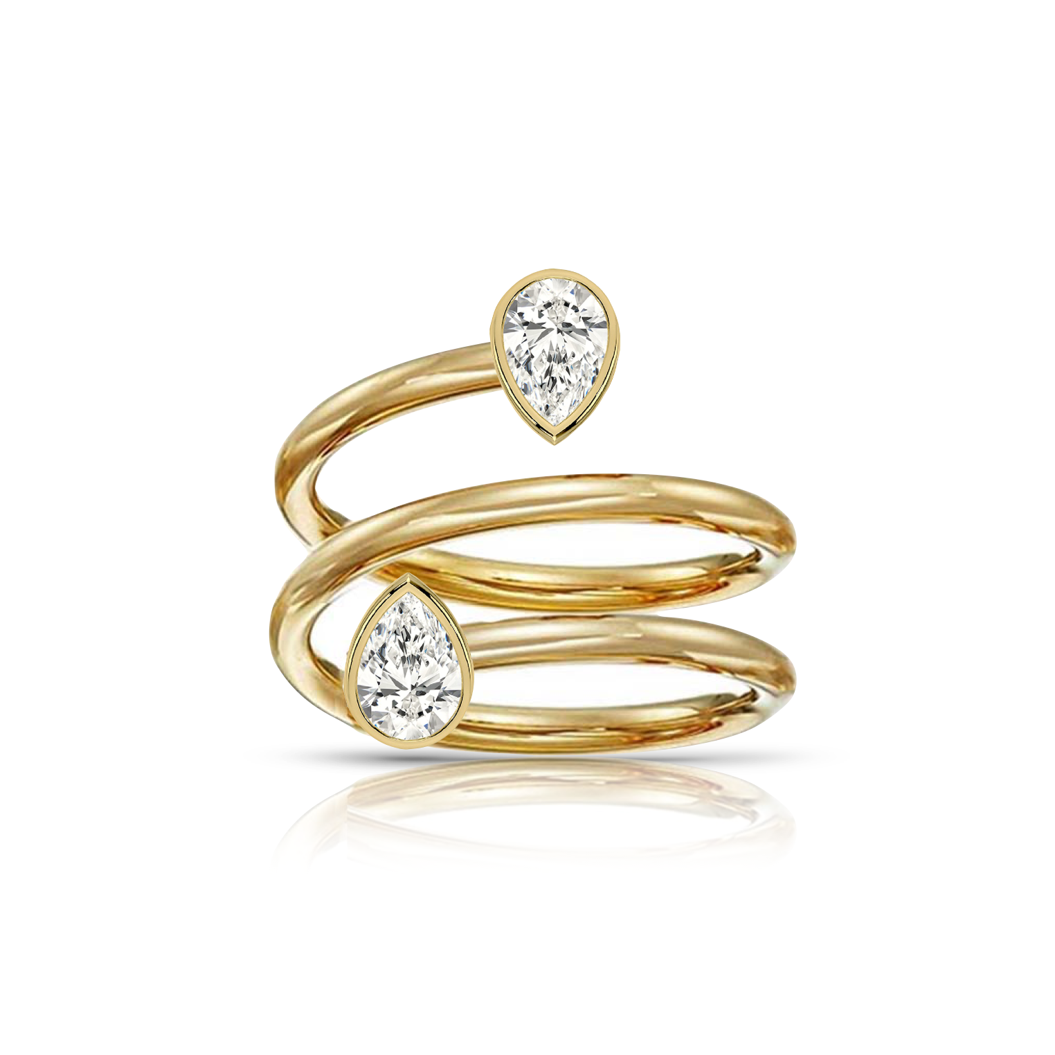Multishape Diamond Bezels Mini Spiral Ring