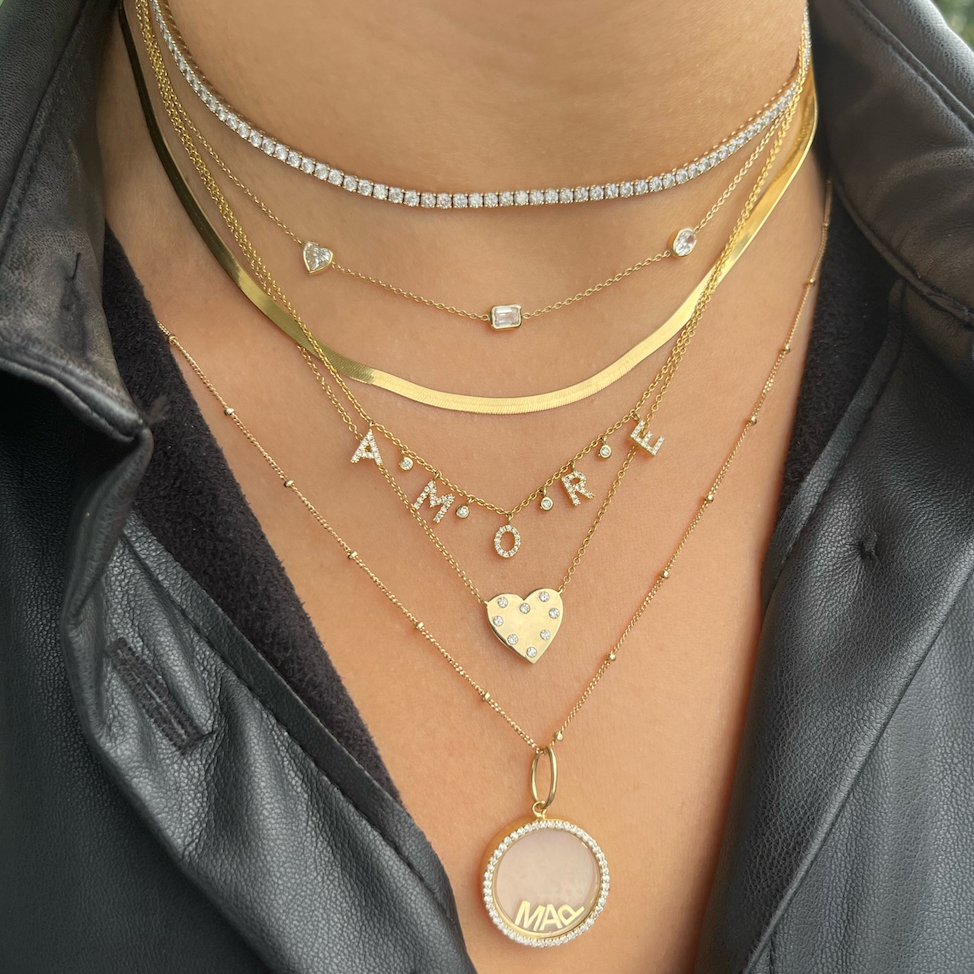 Amore Dangling Diamond Name Necklace