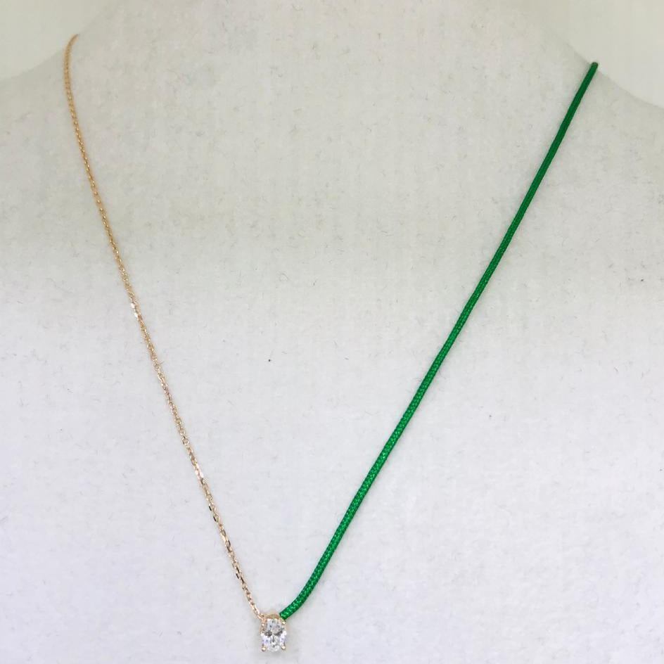 18k Fancy Diamond Chain/Silk Cord Necklace