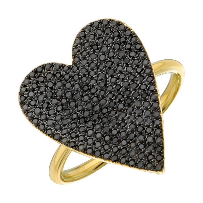 2.02 Carat Heart Shaped Black Diamond Engagement Ring 14K White Gold or  Rose Gold Filigree Unique Certified Handmade
