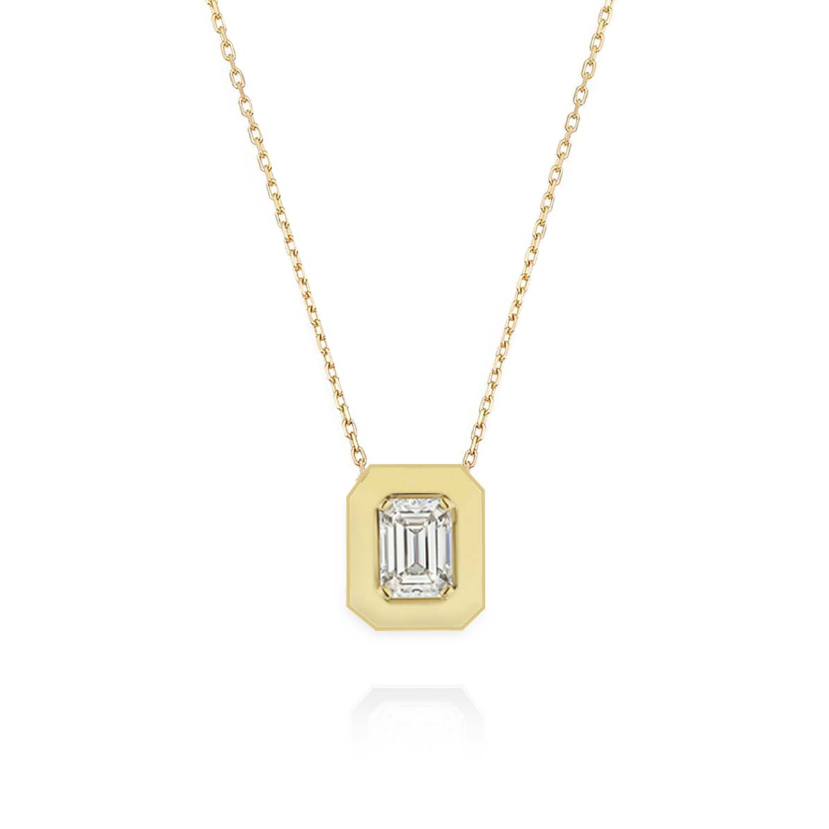 Mixed Shapes Solid Plate Diamond Pendant Necklace