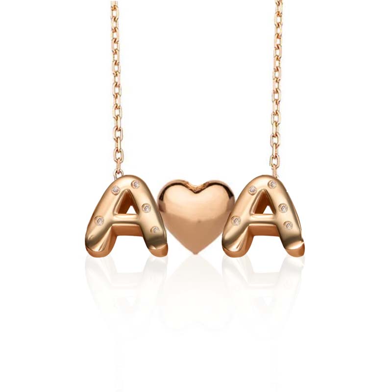 Inlay Diamond Helium Couples Necklace