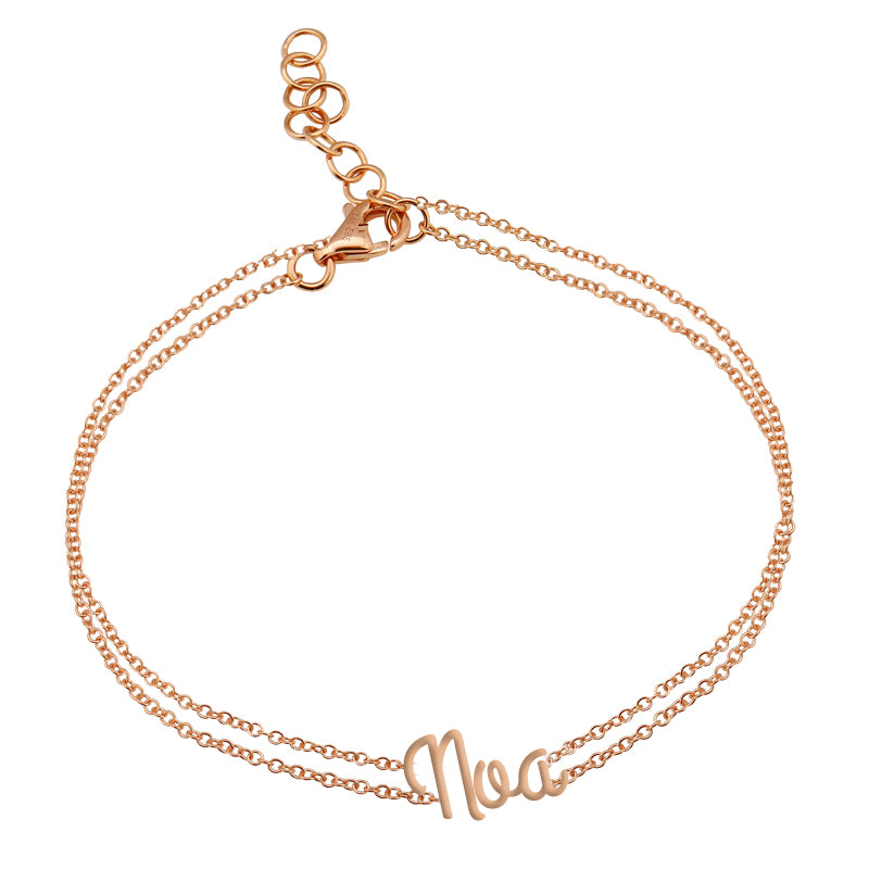 Double Chain Bold Name Bracelet