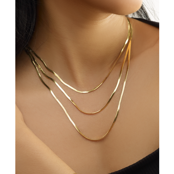 14K Multi-strand Herringbone Necklace