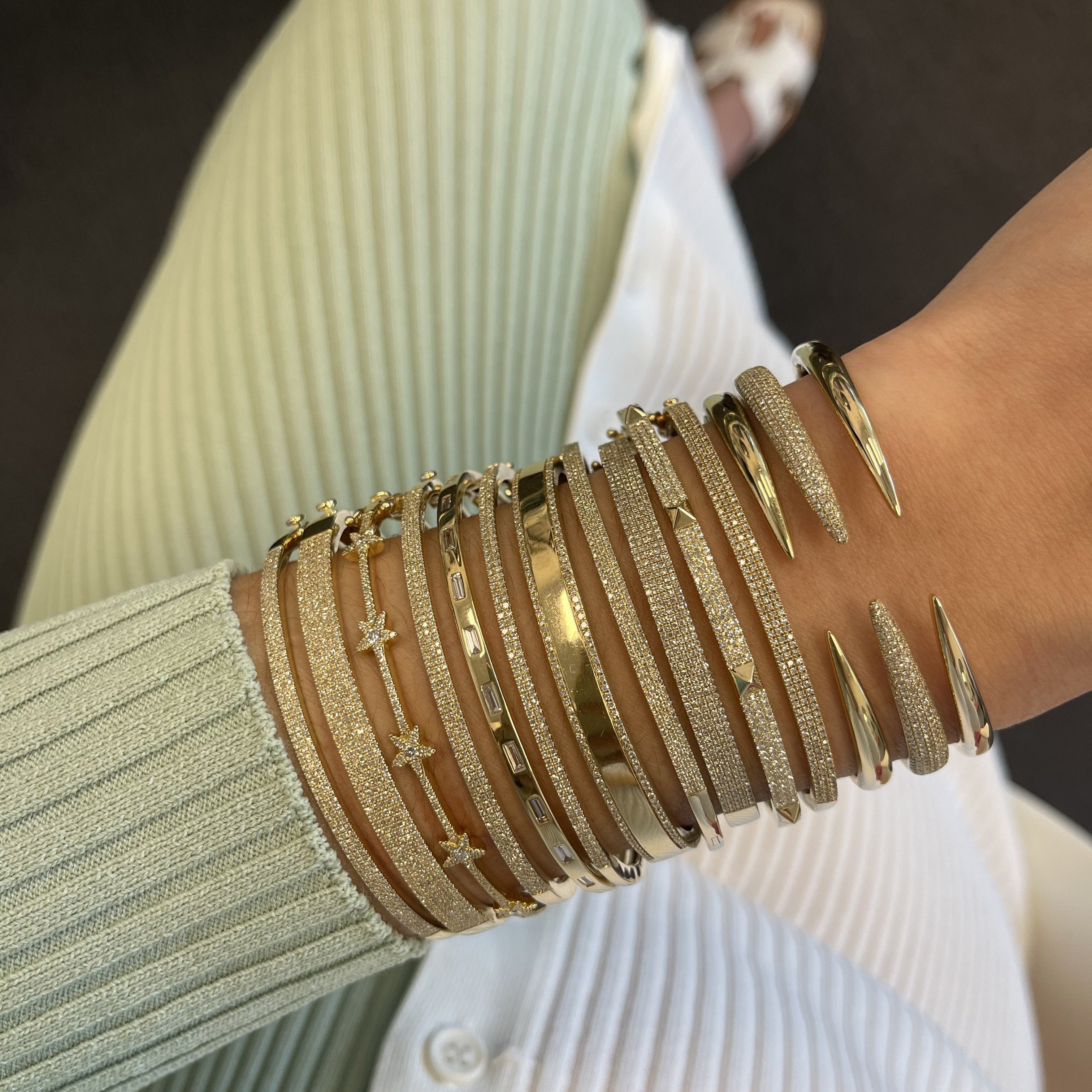 Diamond Segment Stud Bangle
