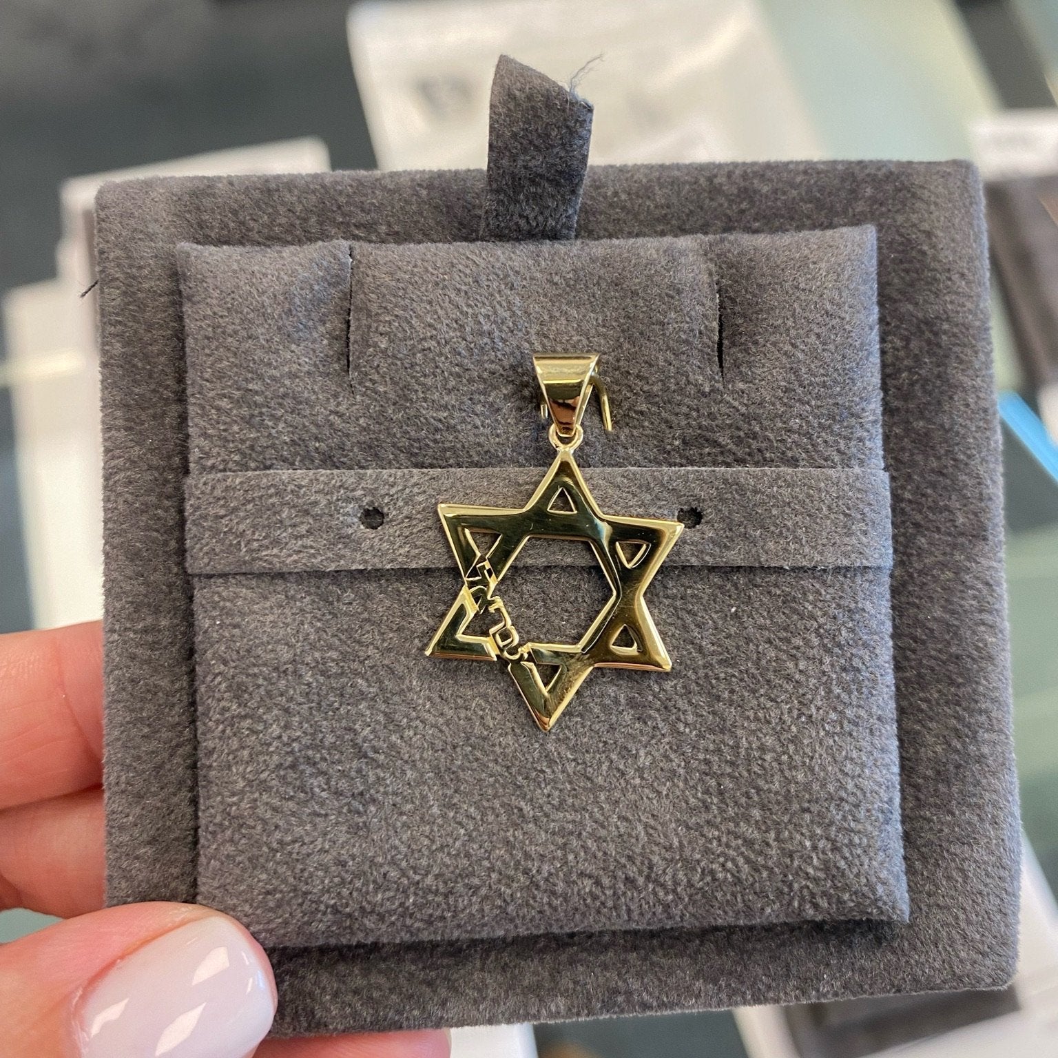 Custom 14k Gold Hebrew Name Star of David Charm
