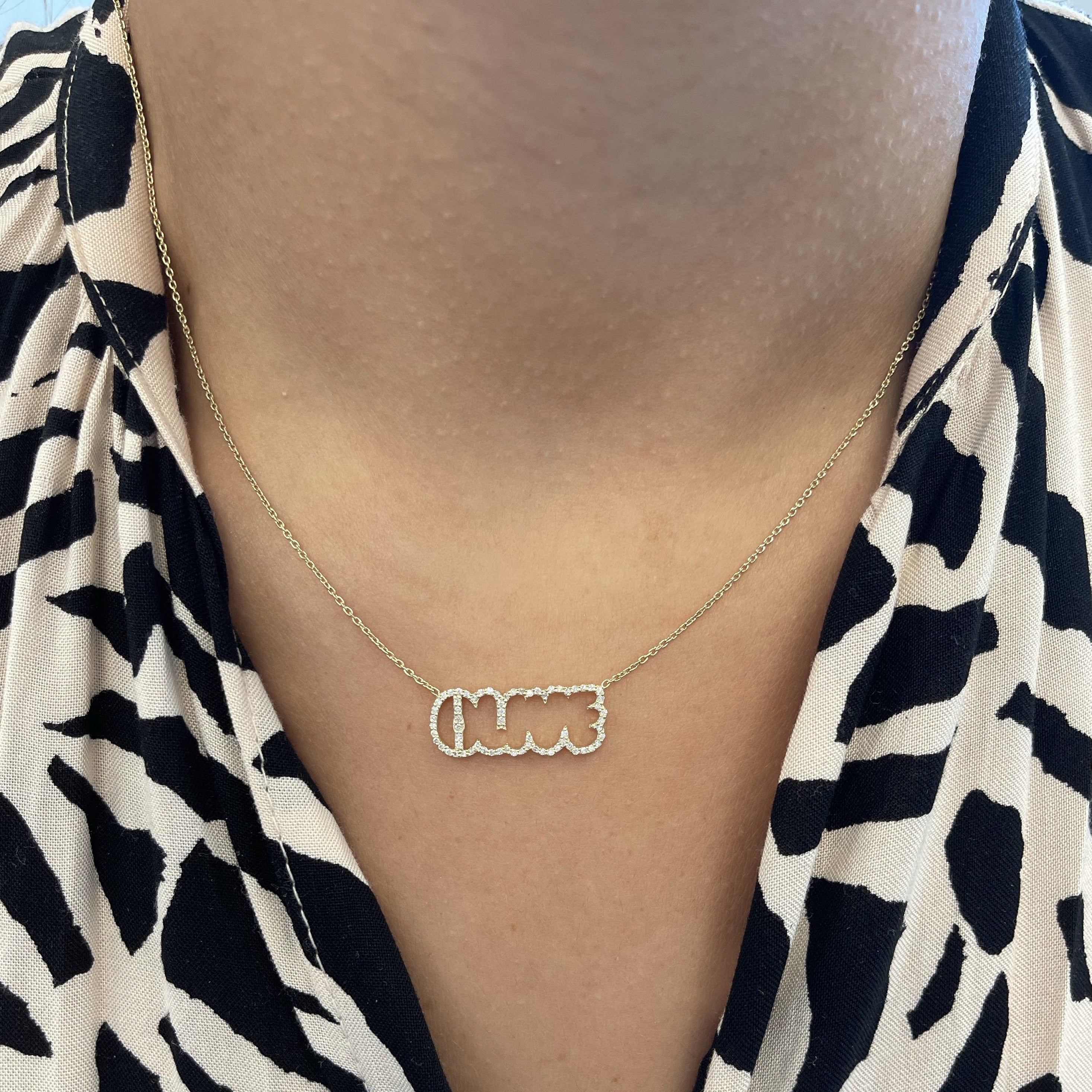 Bold Diamond Cutout Name Necklace