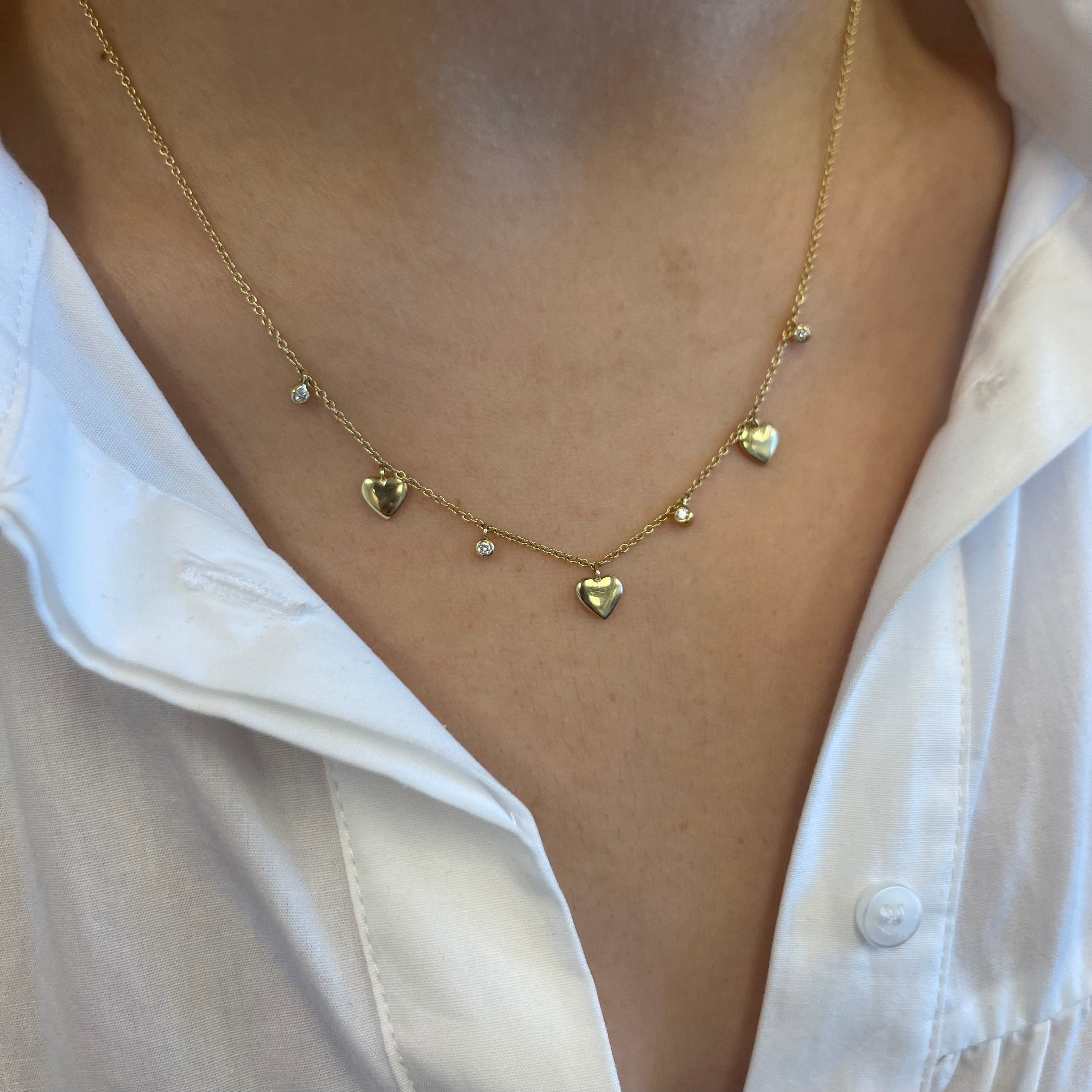Adjustable Segment Helium Hearts and Diamonds Necklace