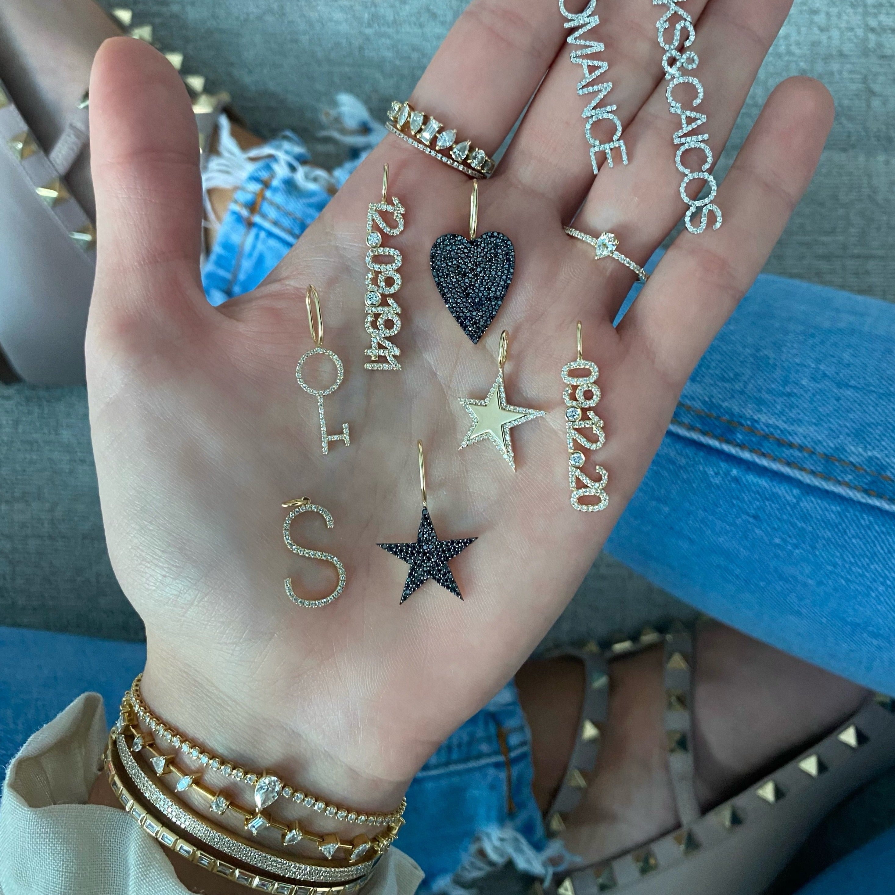 Pave Black Diamond Star Charm