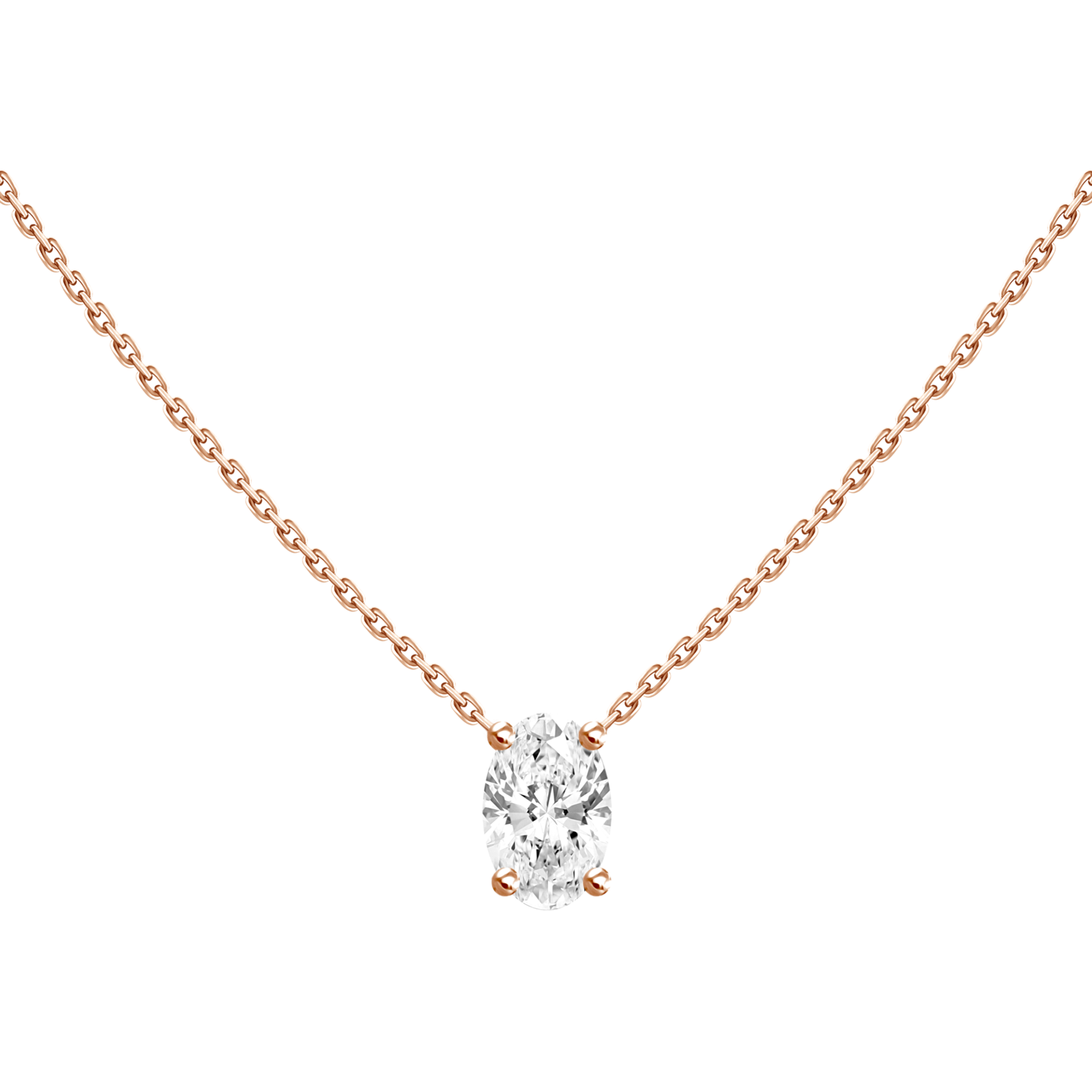 0.30ct Floating Oval Diamond Solitaire Necklace 770 Fine Jewelry