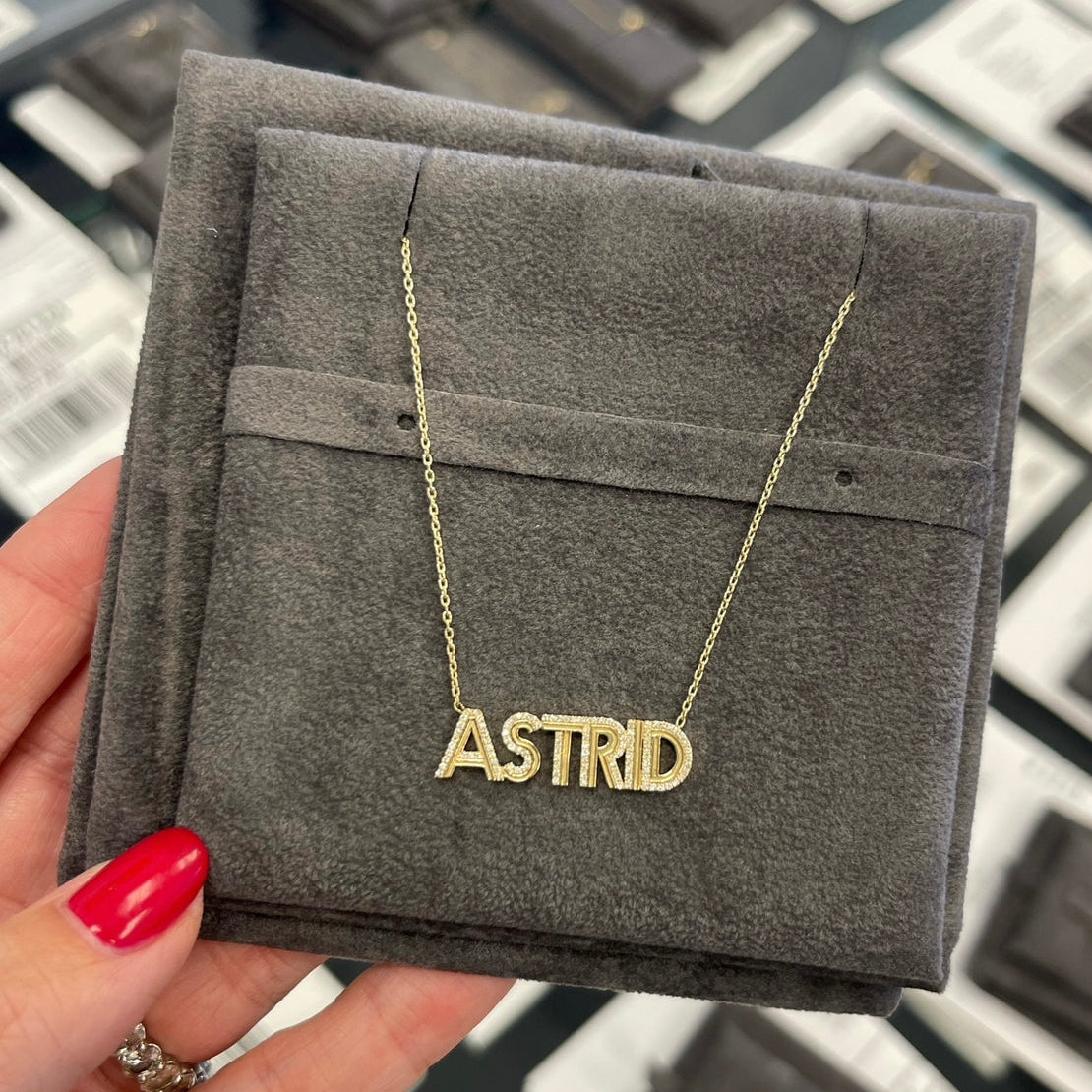 Fluted Finish + Diamond Detail Name Necklace