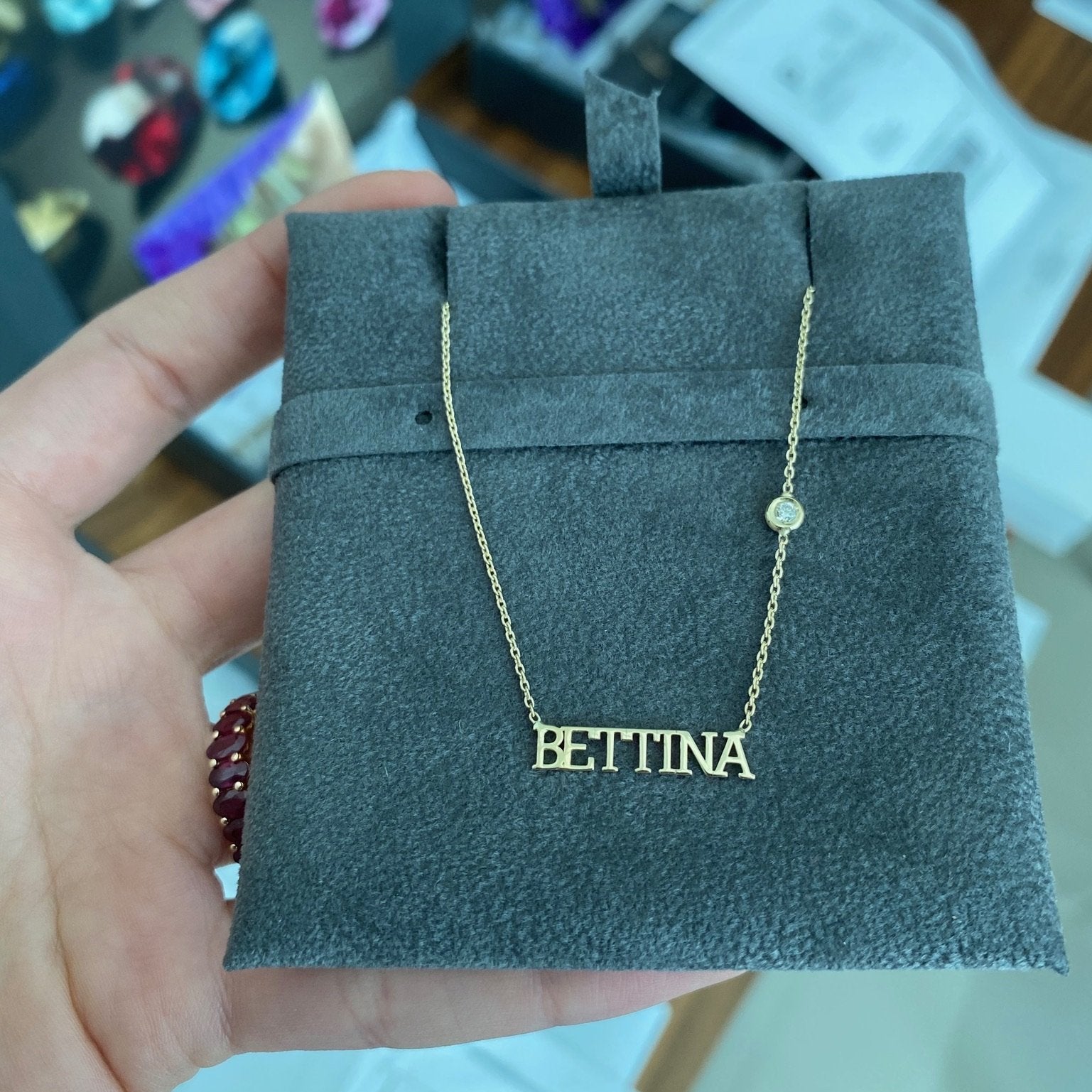 Name Necklace with Tiny Diamond