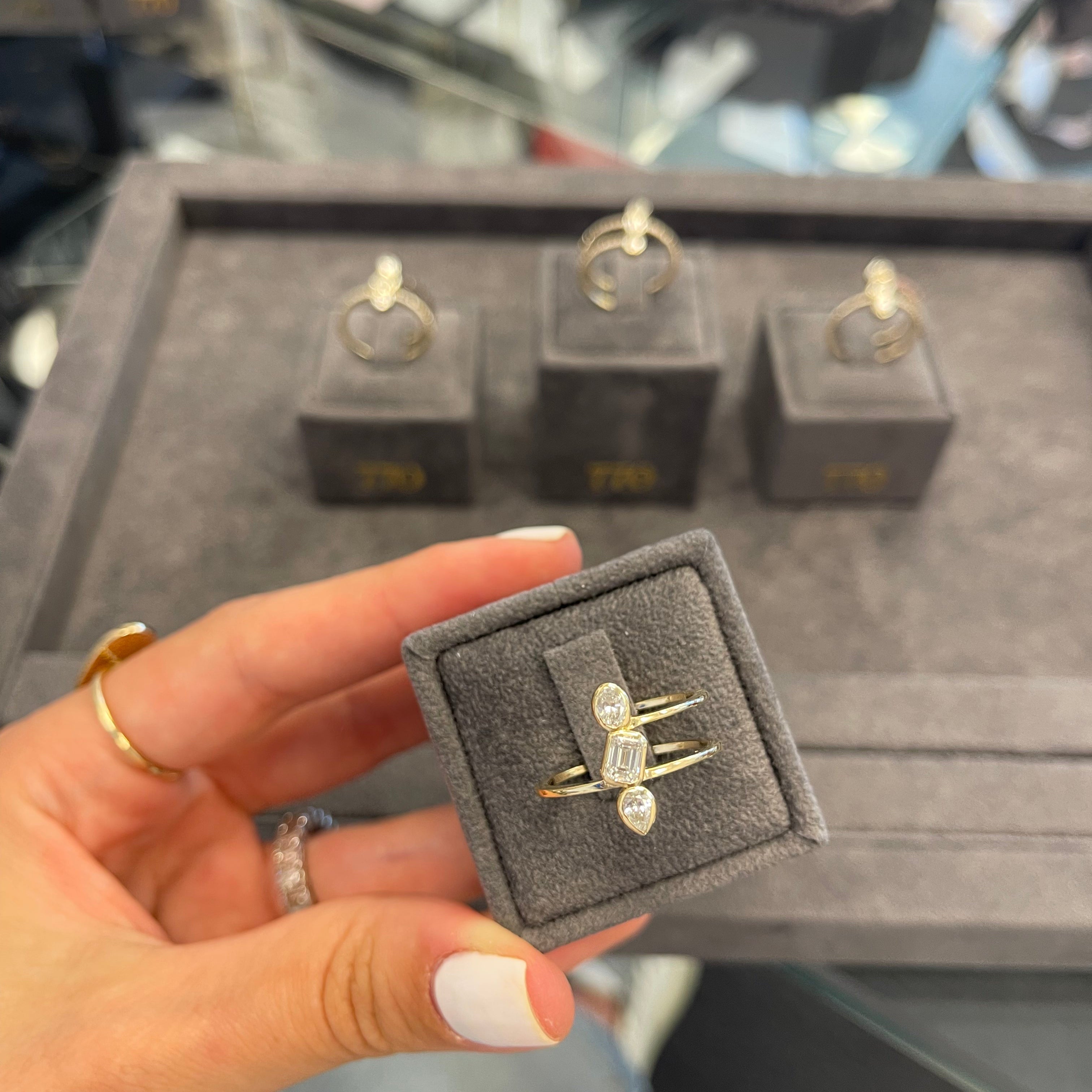 Full and Half Solid Band Multishape Statement Trio Ring
