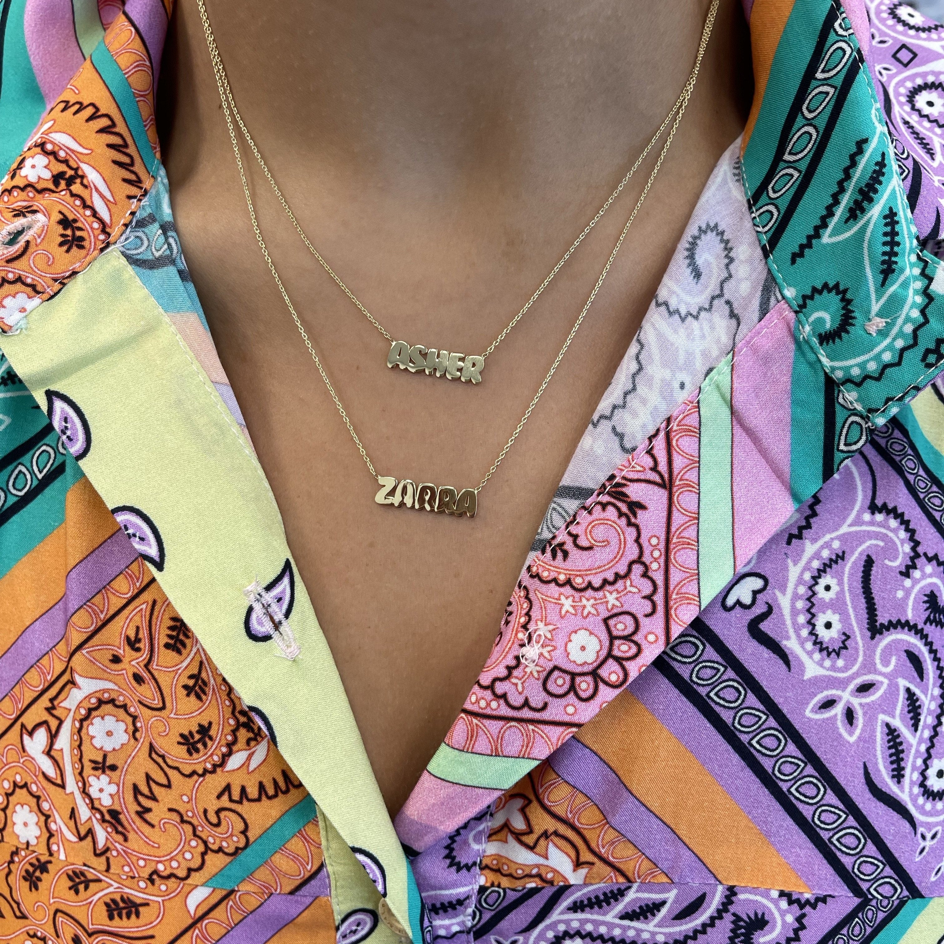 Solid Layered Multiple Names Necklaces