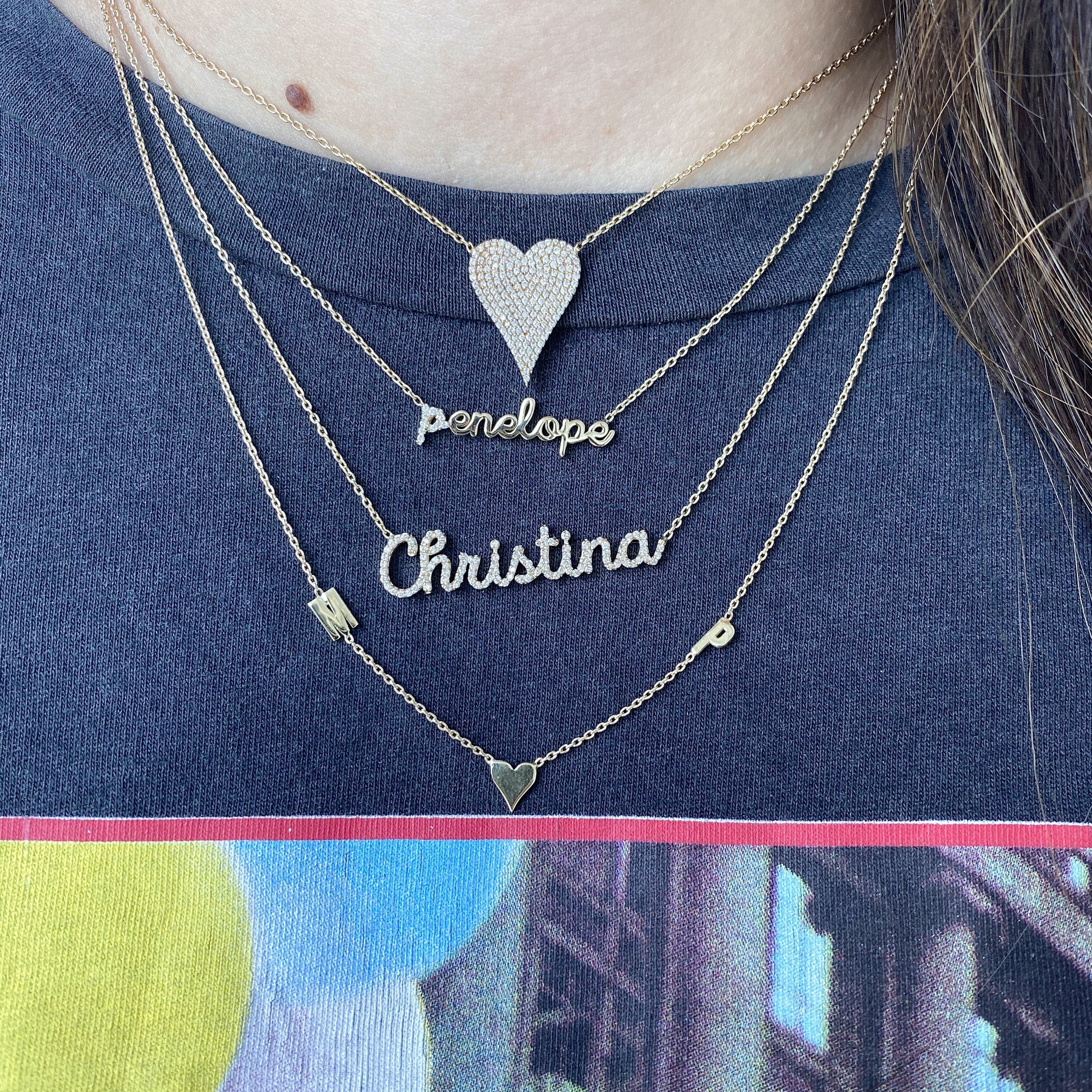 Diamond Accent Initial Name Necklace