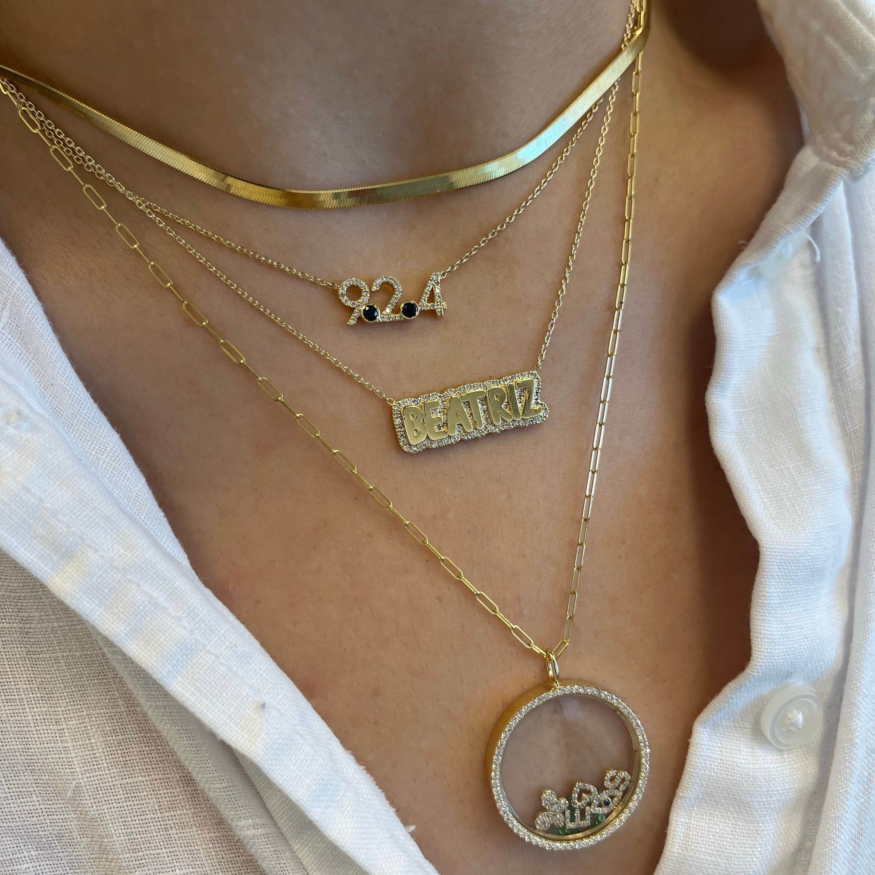 Diamond Outline Bubble Name Necklace