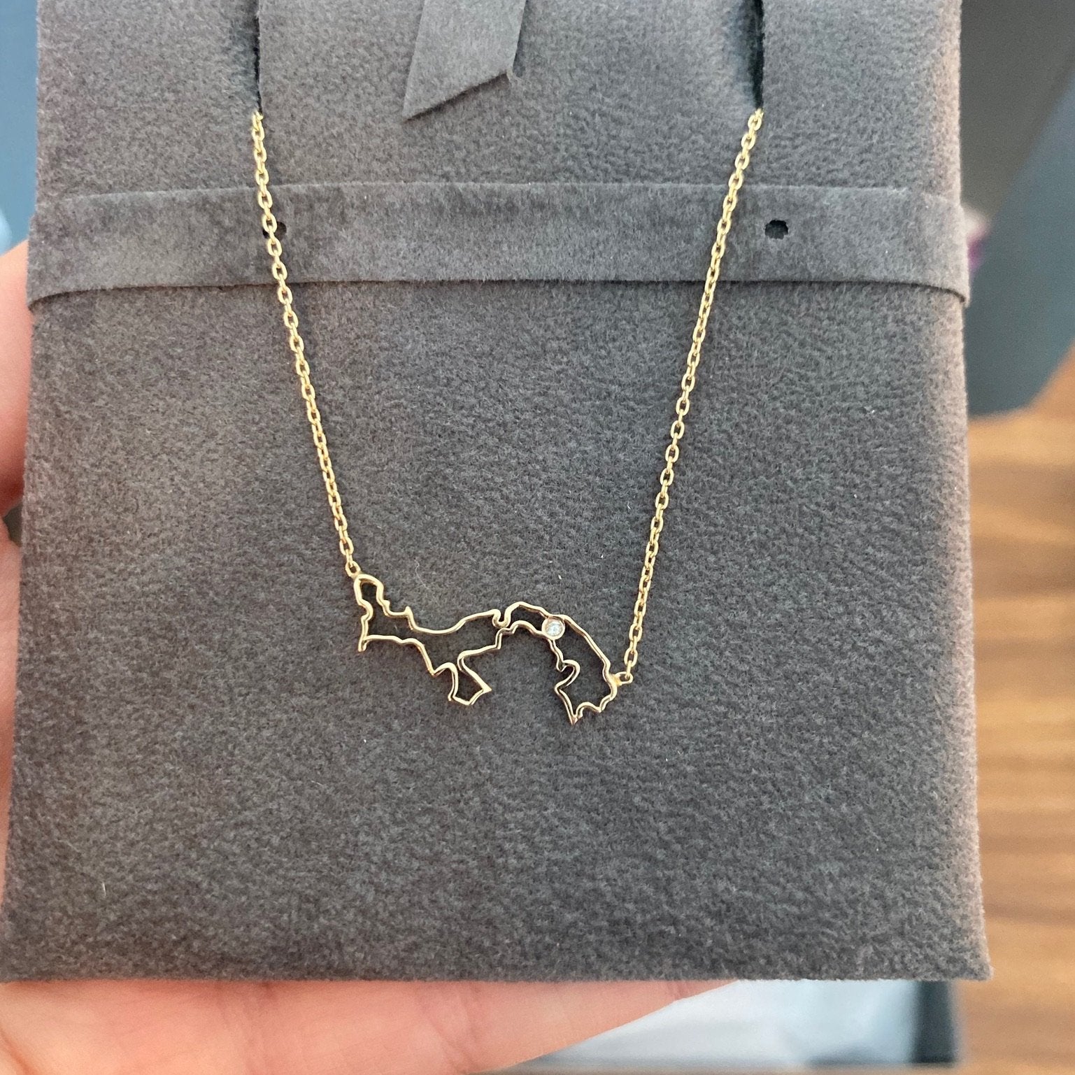 14k Map with Diamond Bezel