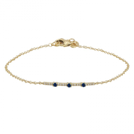 Diamond and Blue Sapphire Bar Bracelet