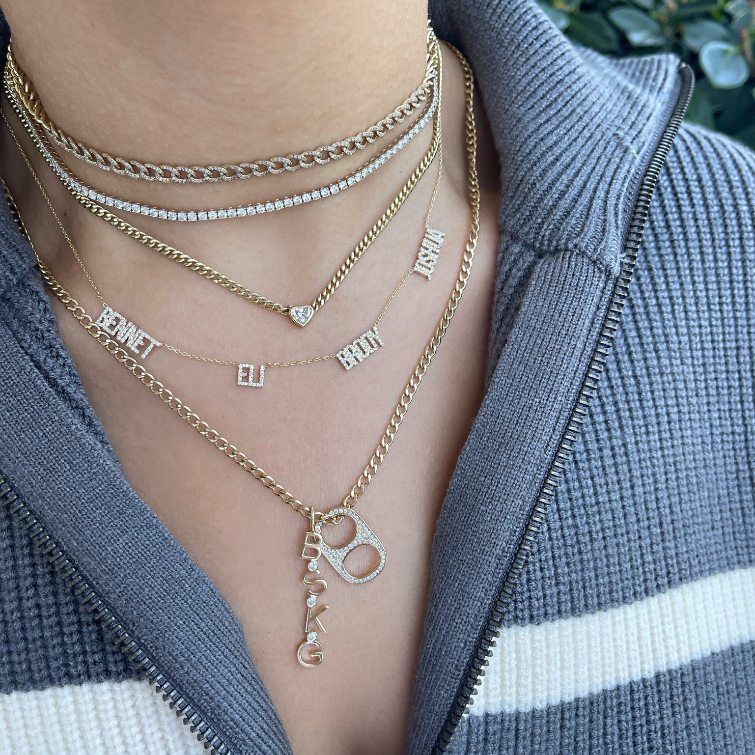 Custom Multiple Diamond Names Necklace