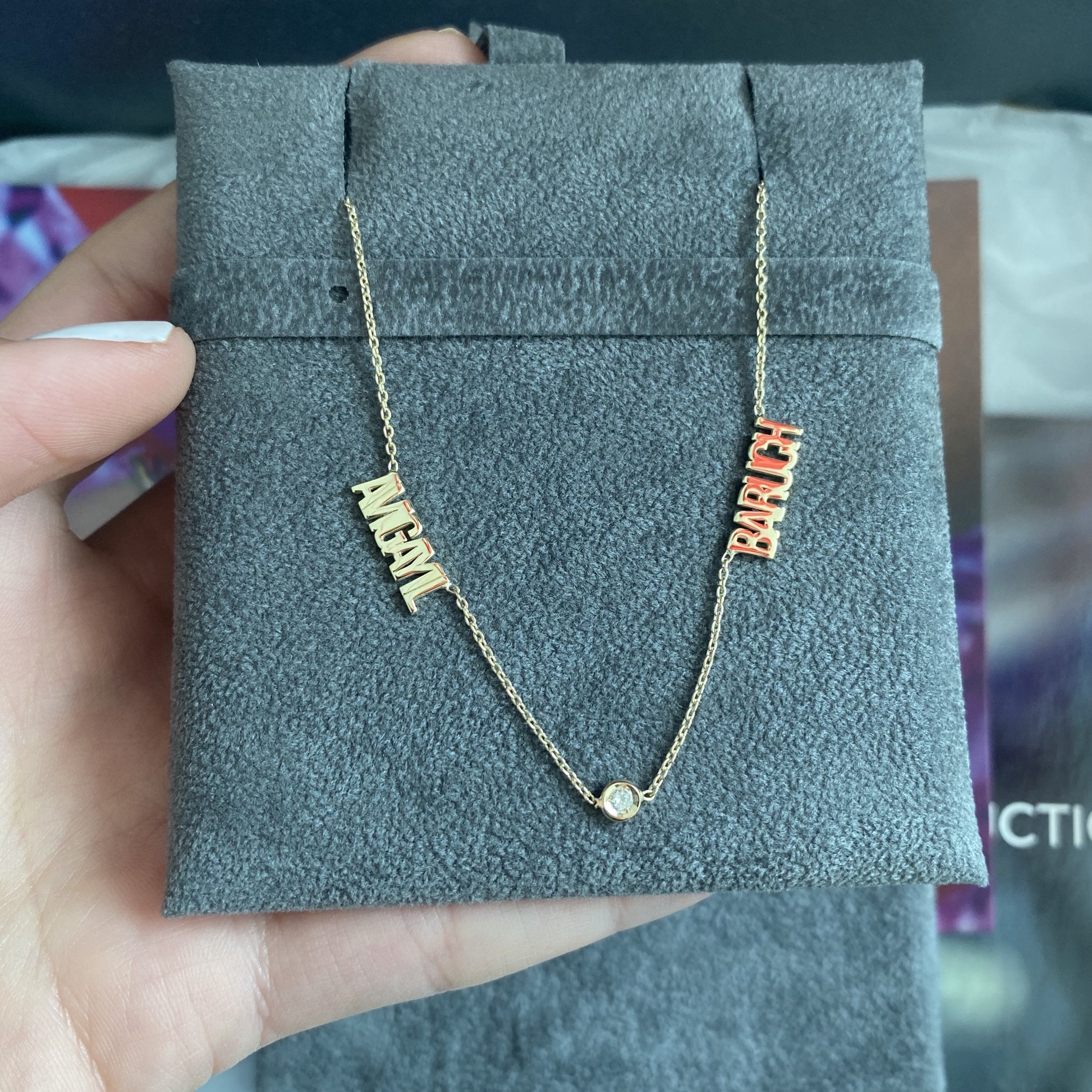 2-Name Necklace with Middle Charm