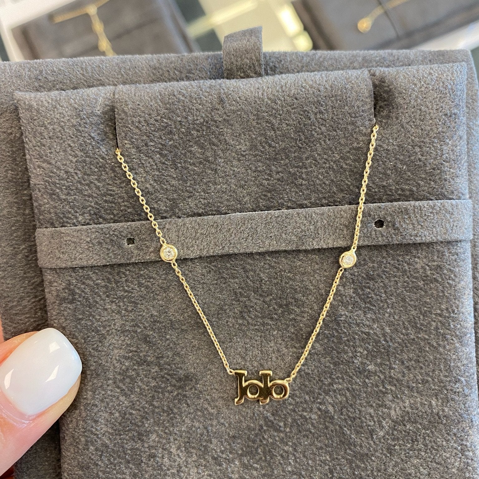 Name Necklace with Two Bezels