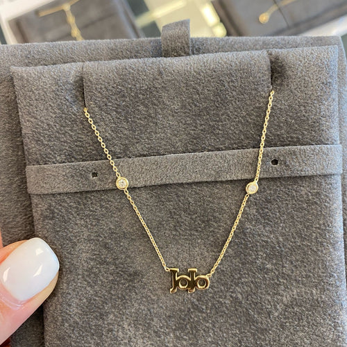 Name Necklace with Two Bezels