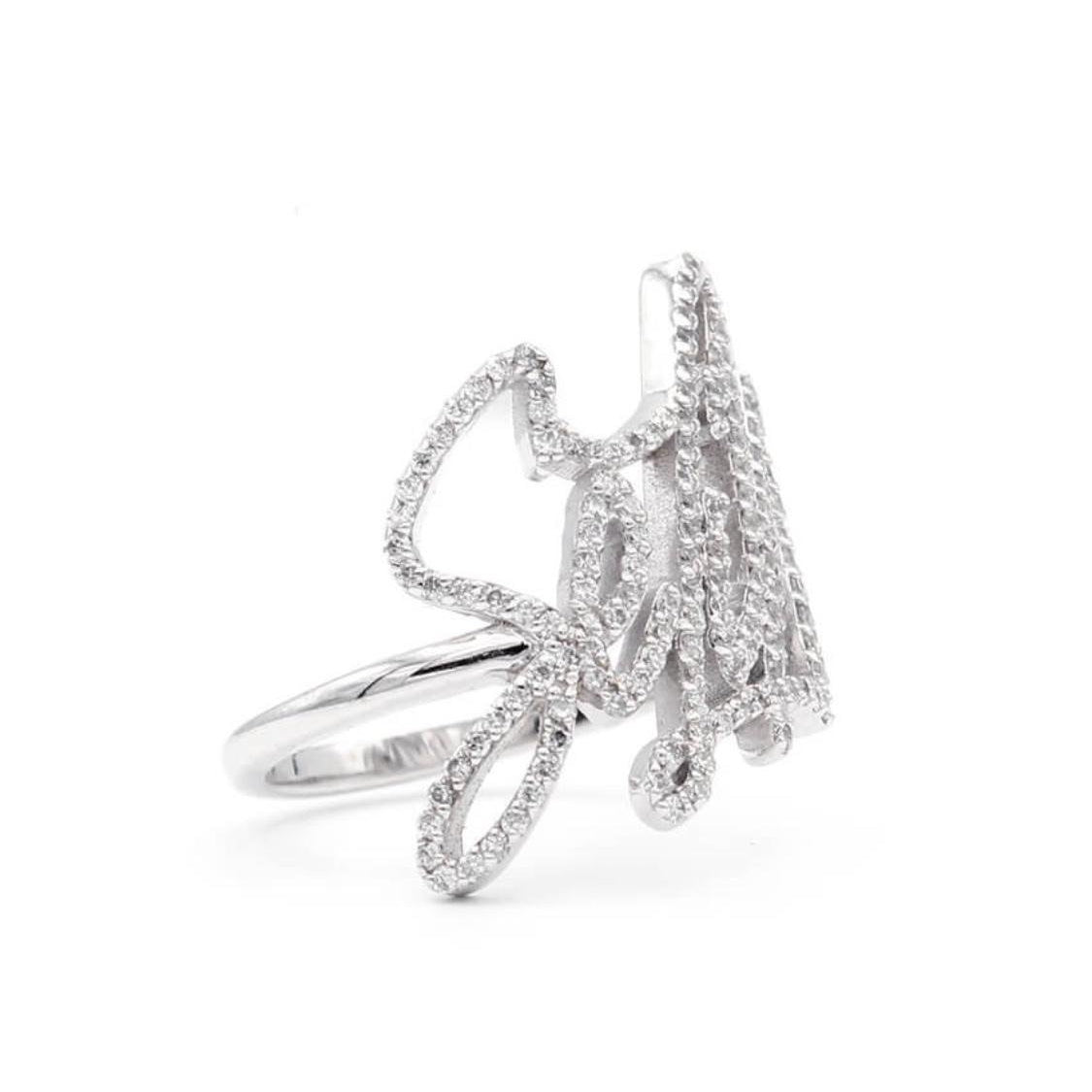 Diamond Asymmetrical Name Ring