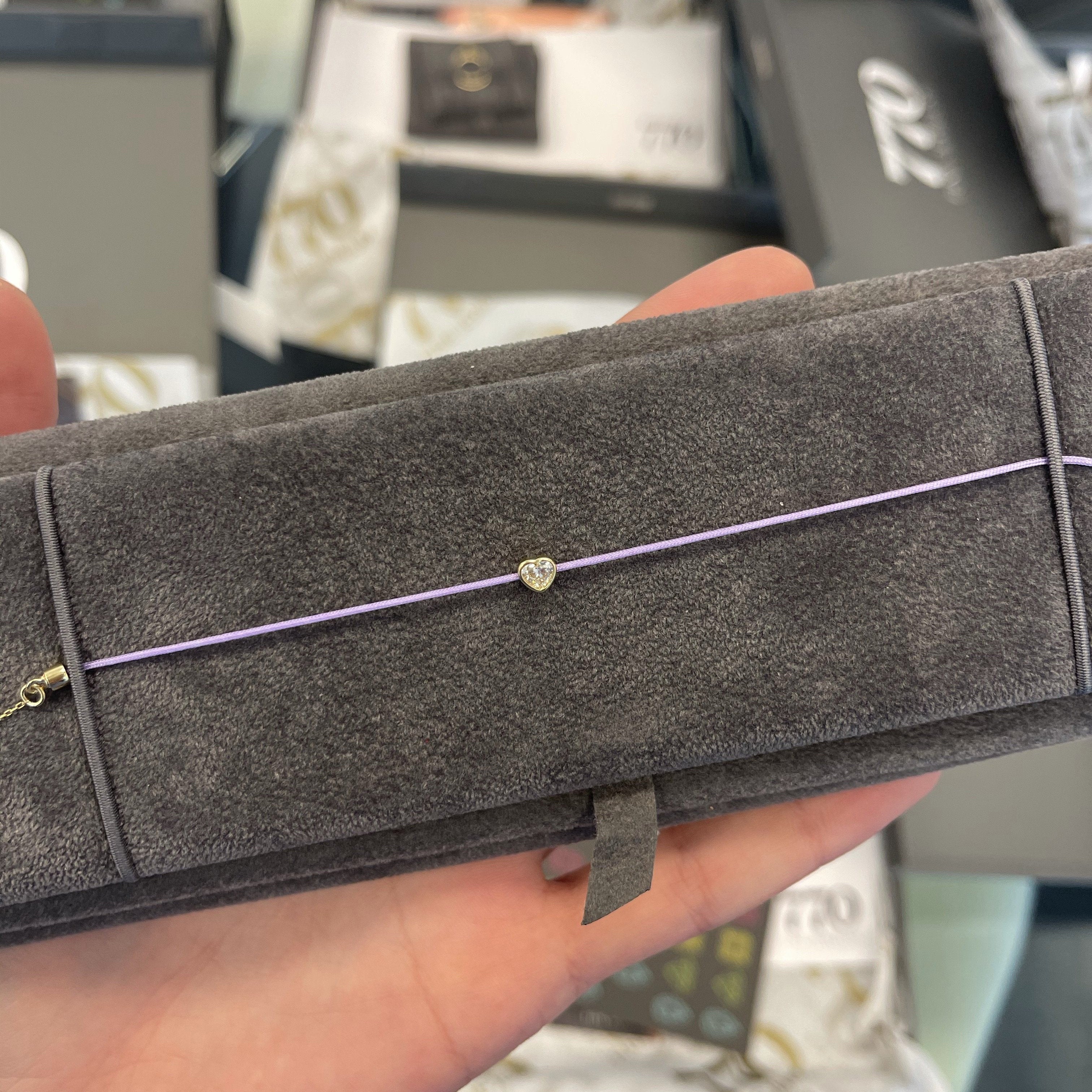 LIMITED EDITION 18k Fancy Heart Diamond Silk Cord Bracelet