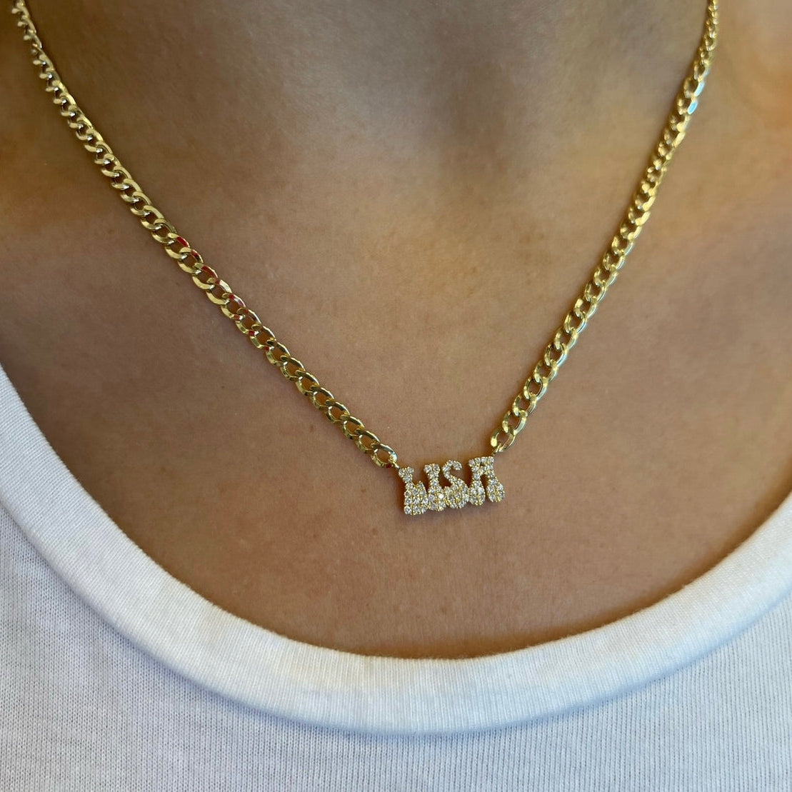 Custom name cuban link necklace Clearance