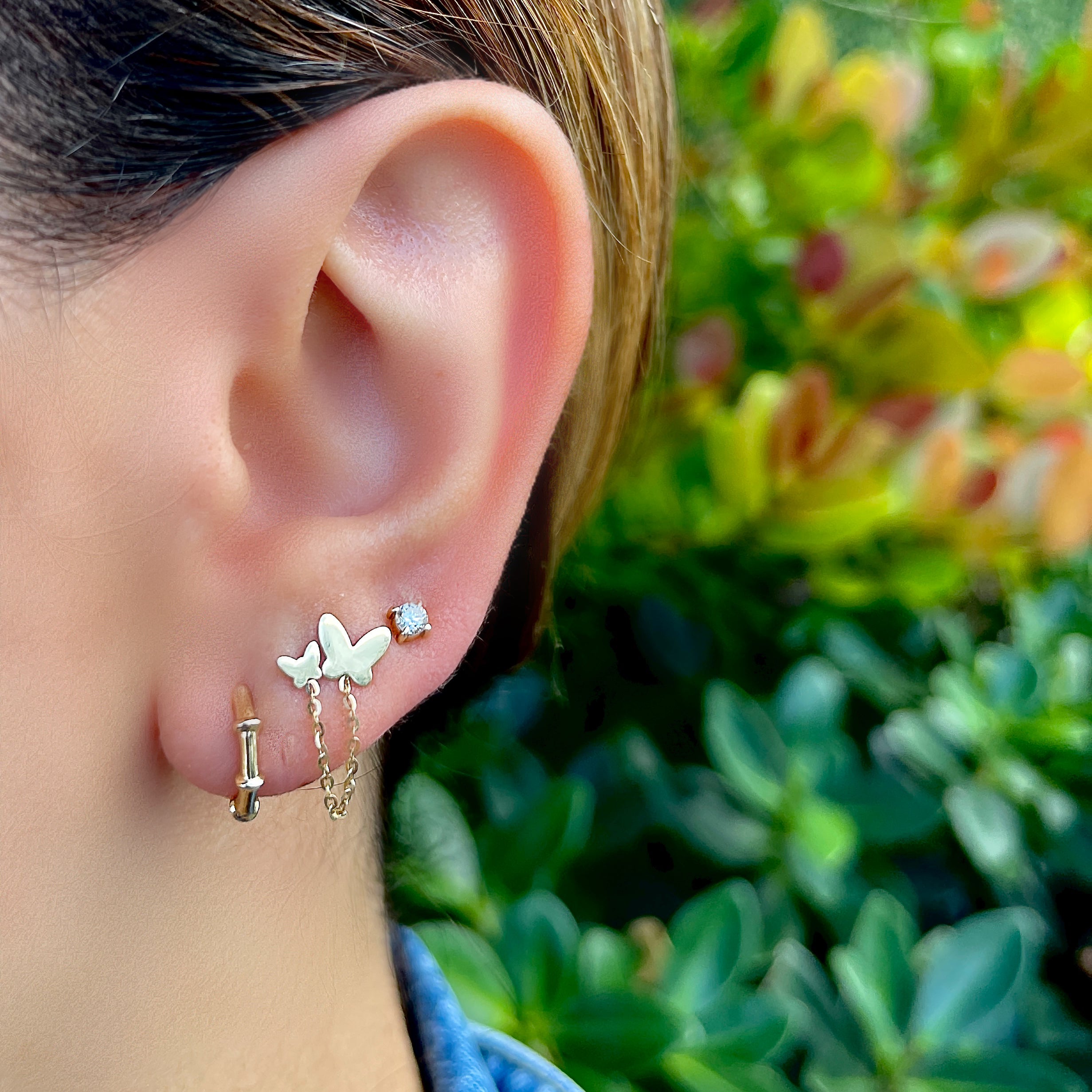 Butterfly Earring Chain Stud