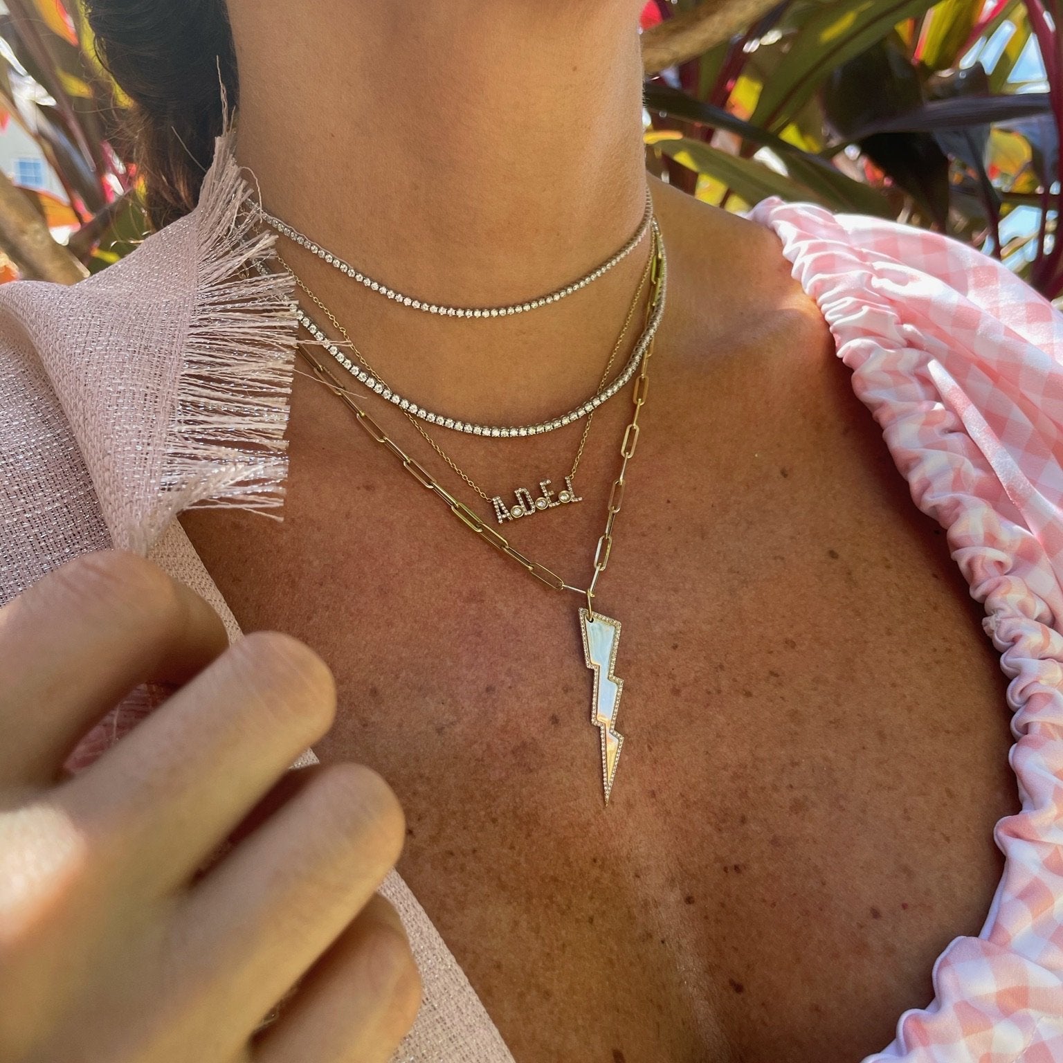The ADEL Diamond Initials + Bezels Necklace