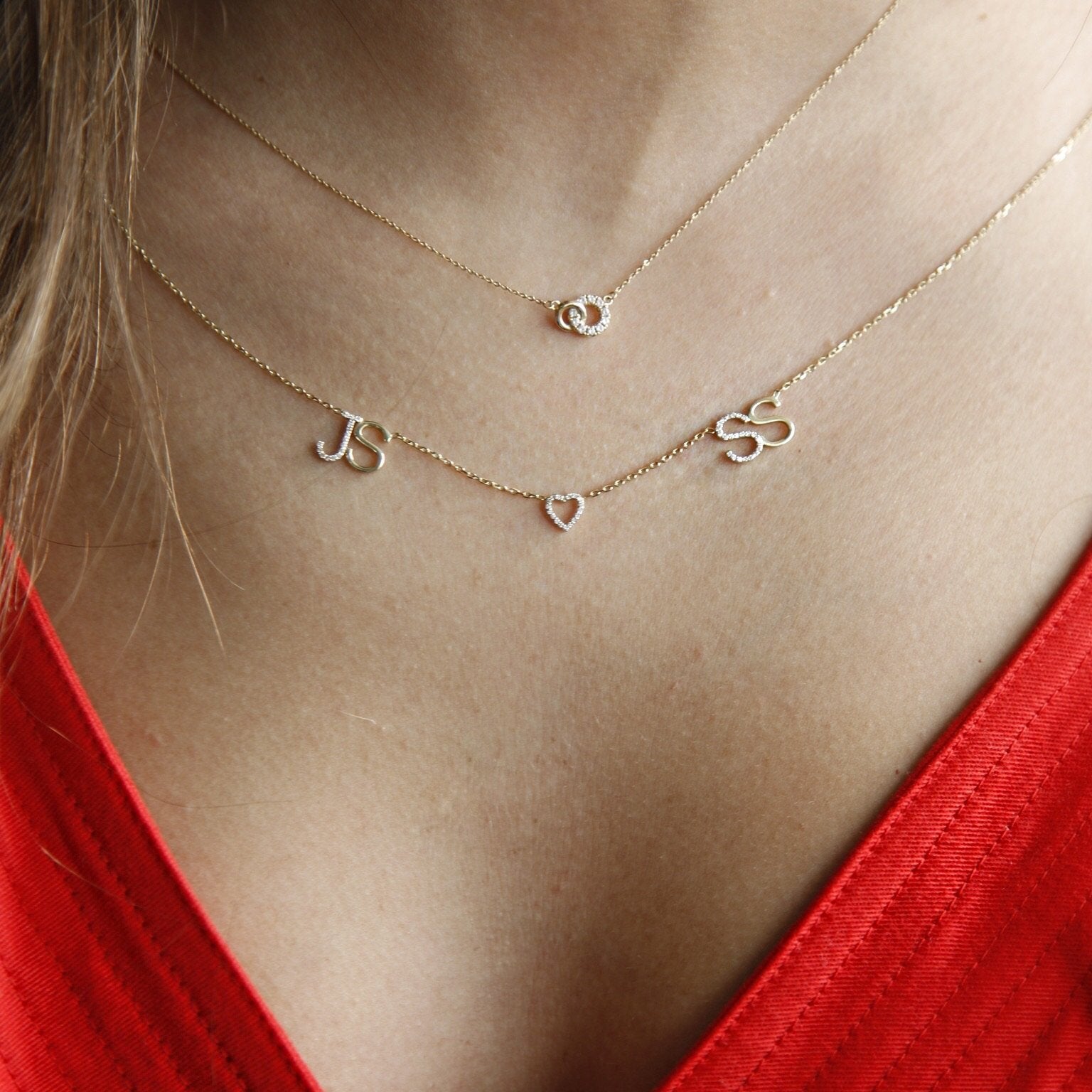 Diamond Accent Initial Couples Necklace