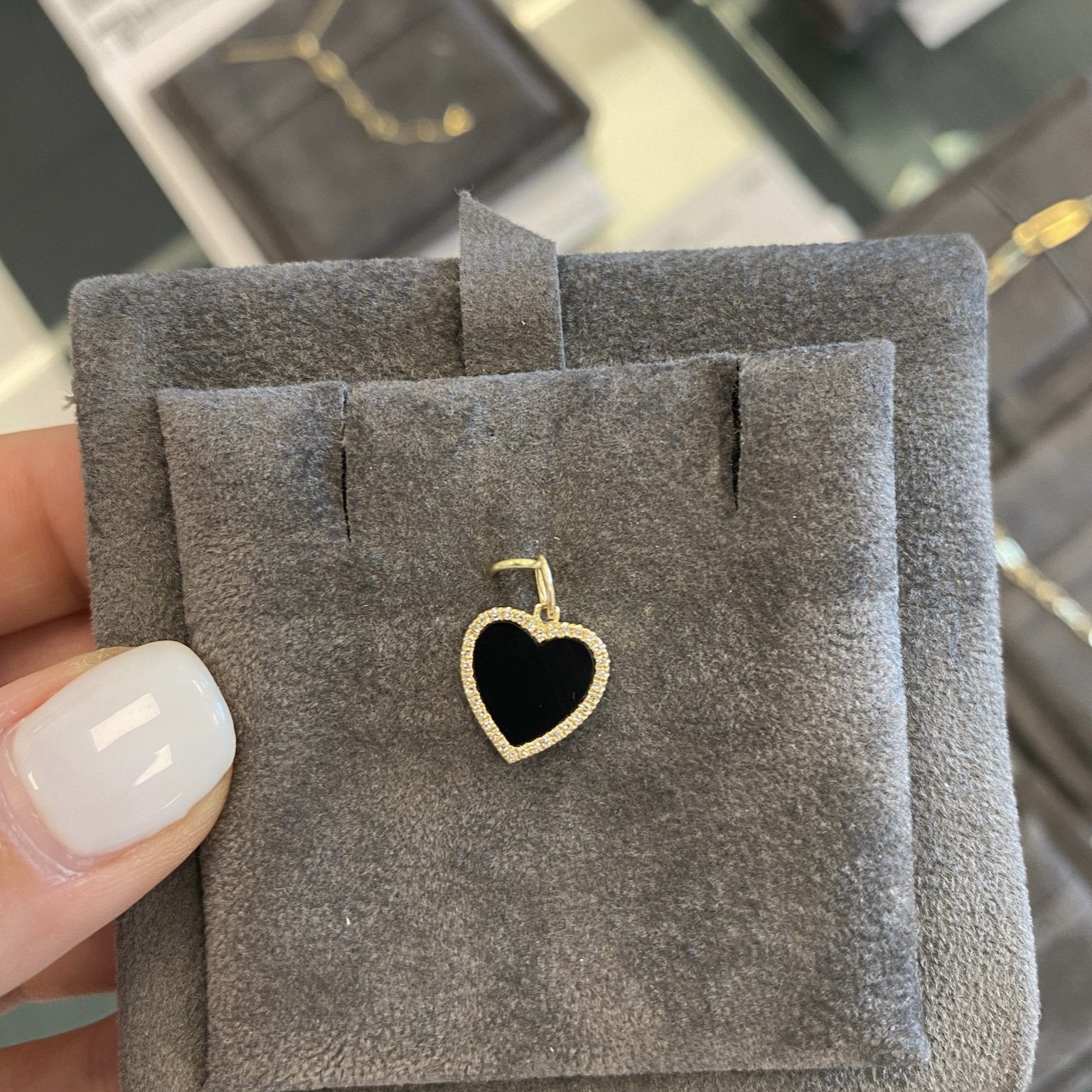 Diamond Outline Gemstone Heart Charm