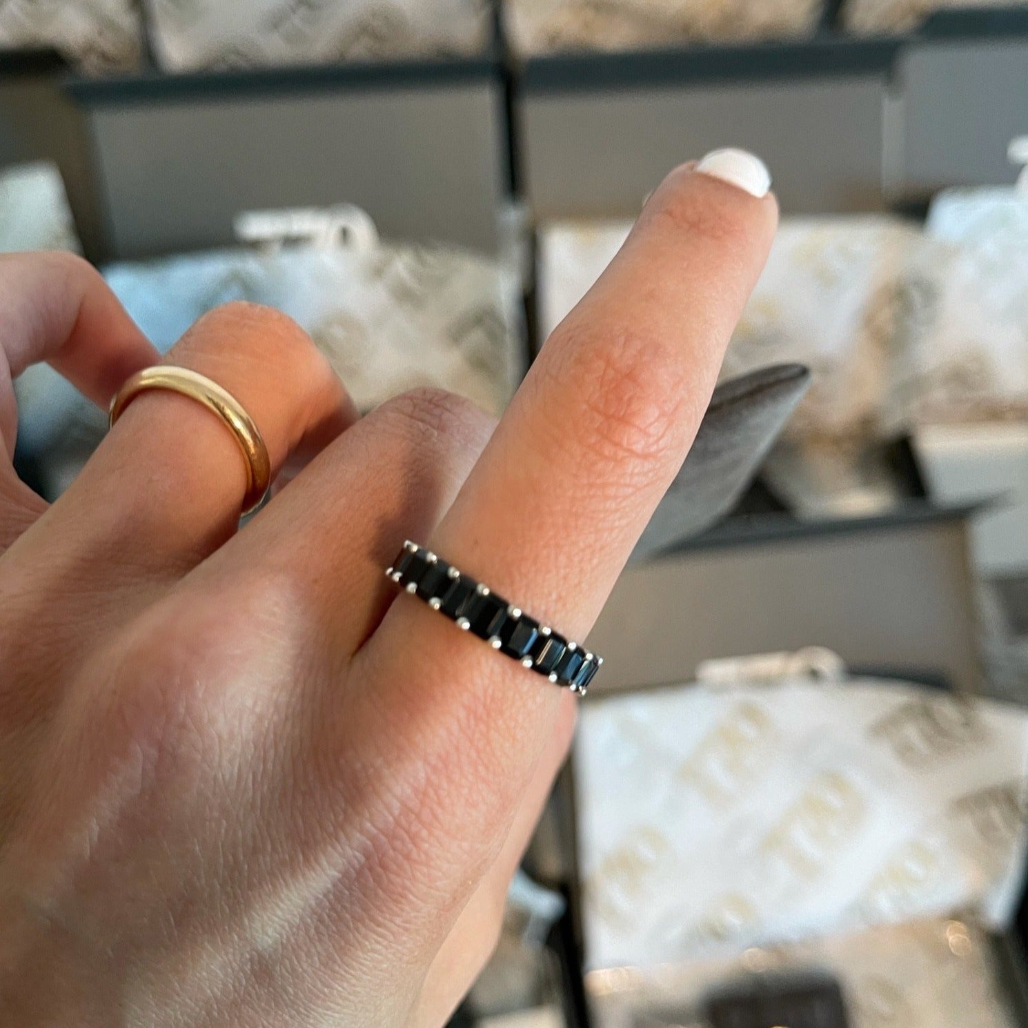 Black spinel eternity band 2025