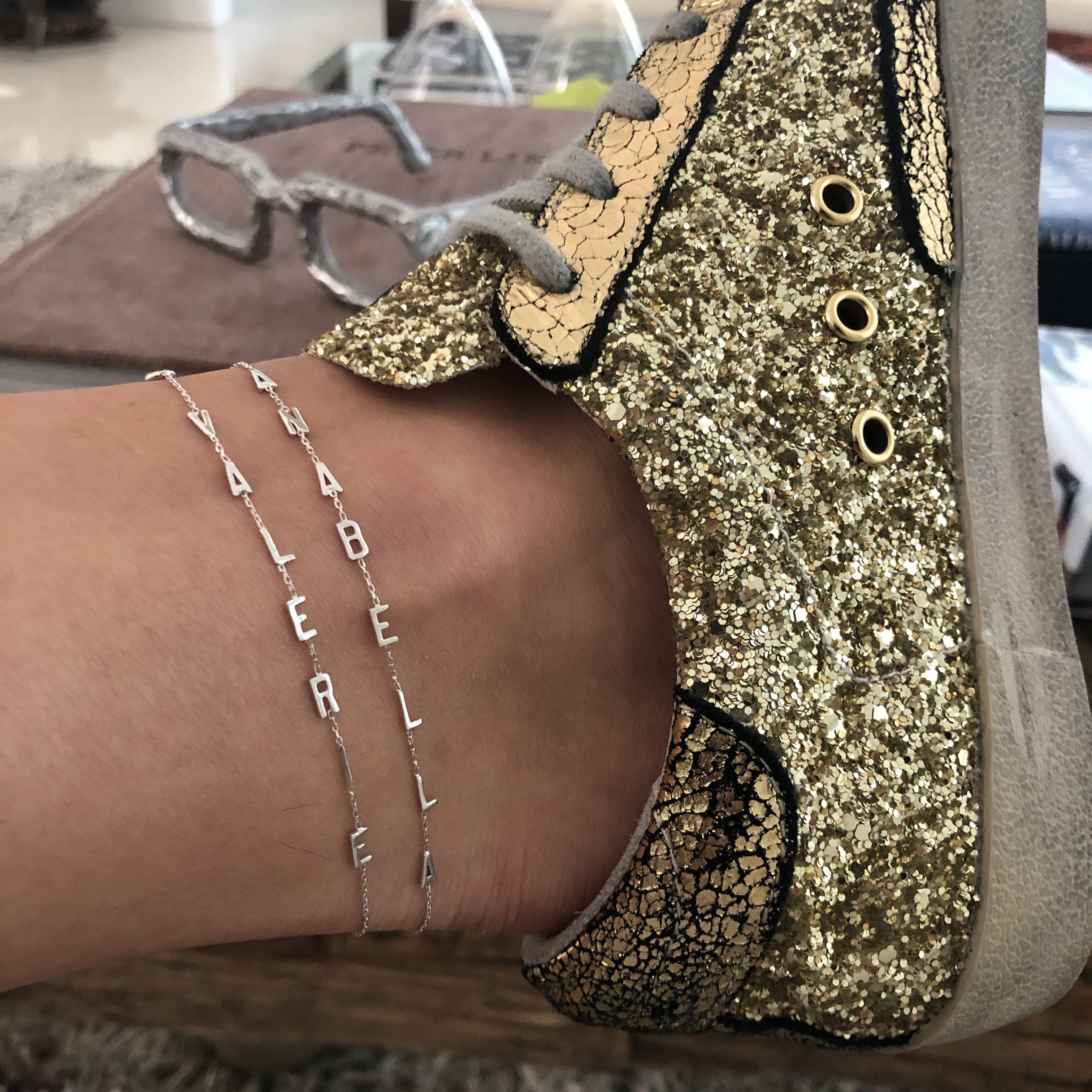 Sideways Mini Initials Anklet