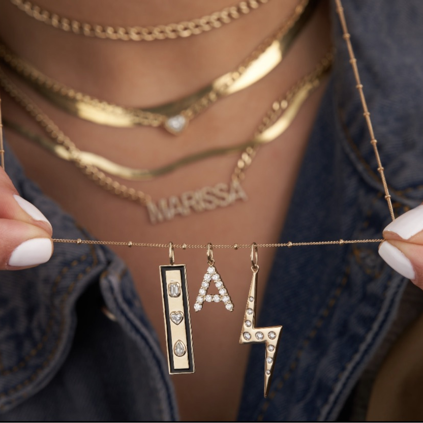 Jumbo Diamond Bezels Lightbolt Charm