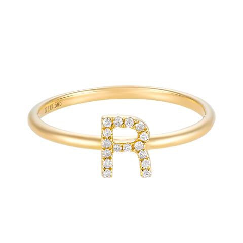 14k Diamond Initial Ring