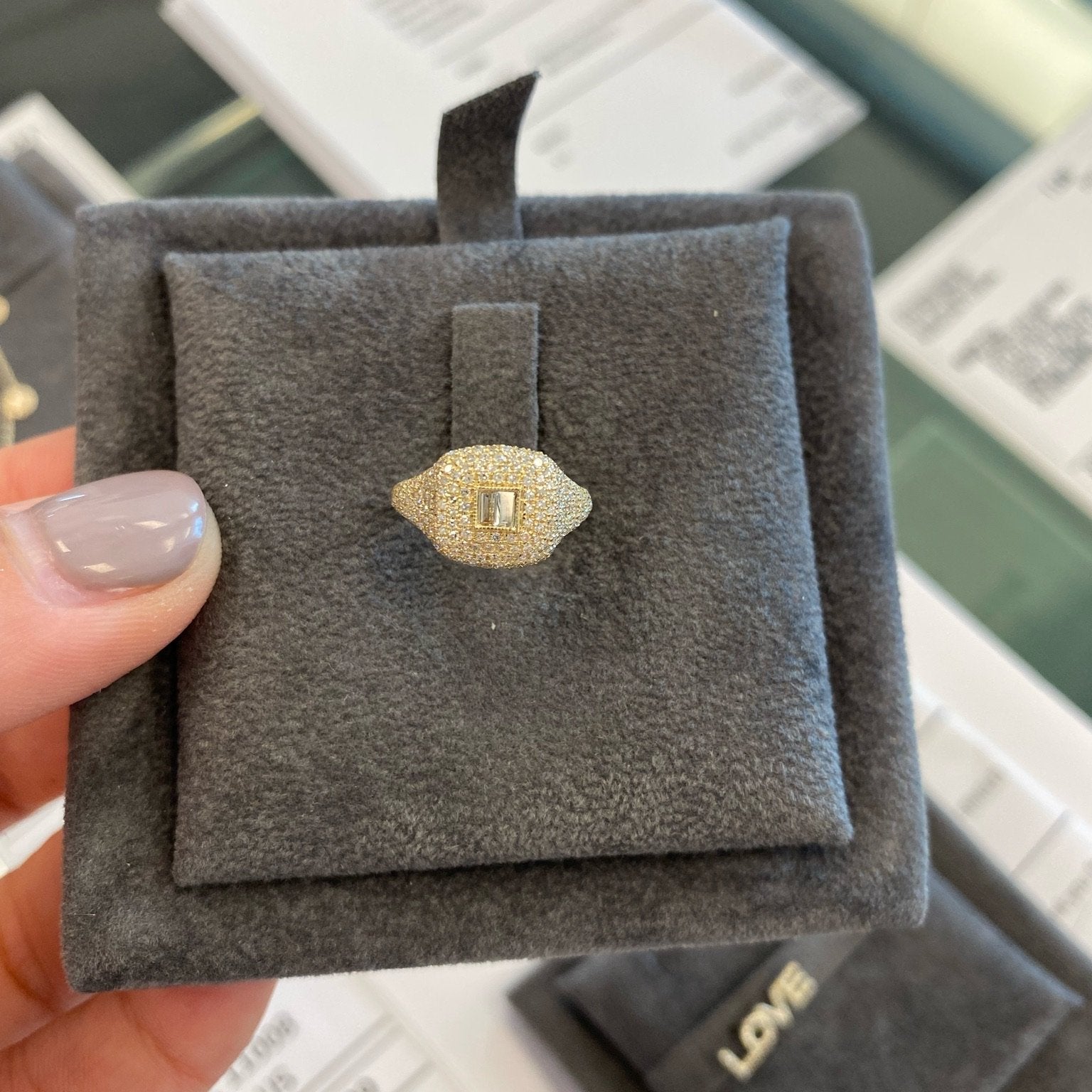 Baguette Center Pave Signet Ring – 770 Fine Jewelry