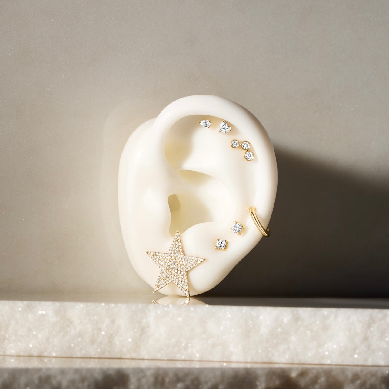 Large Diamond Star Stud Earrings