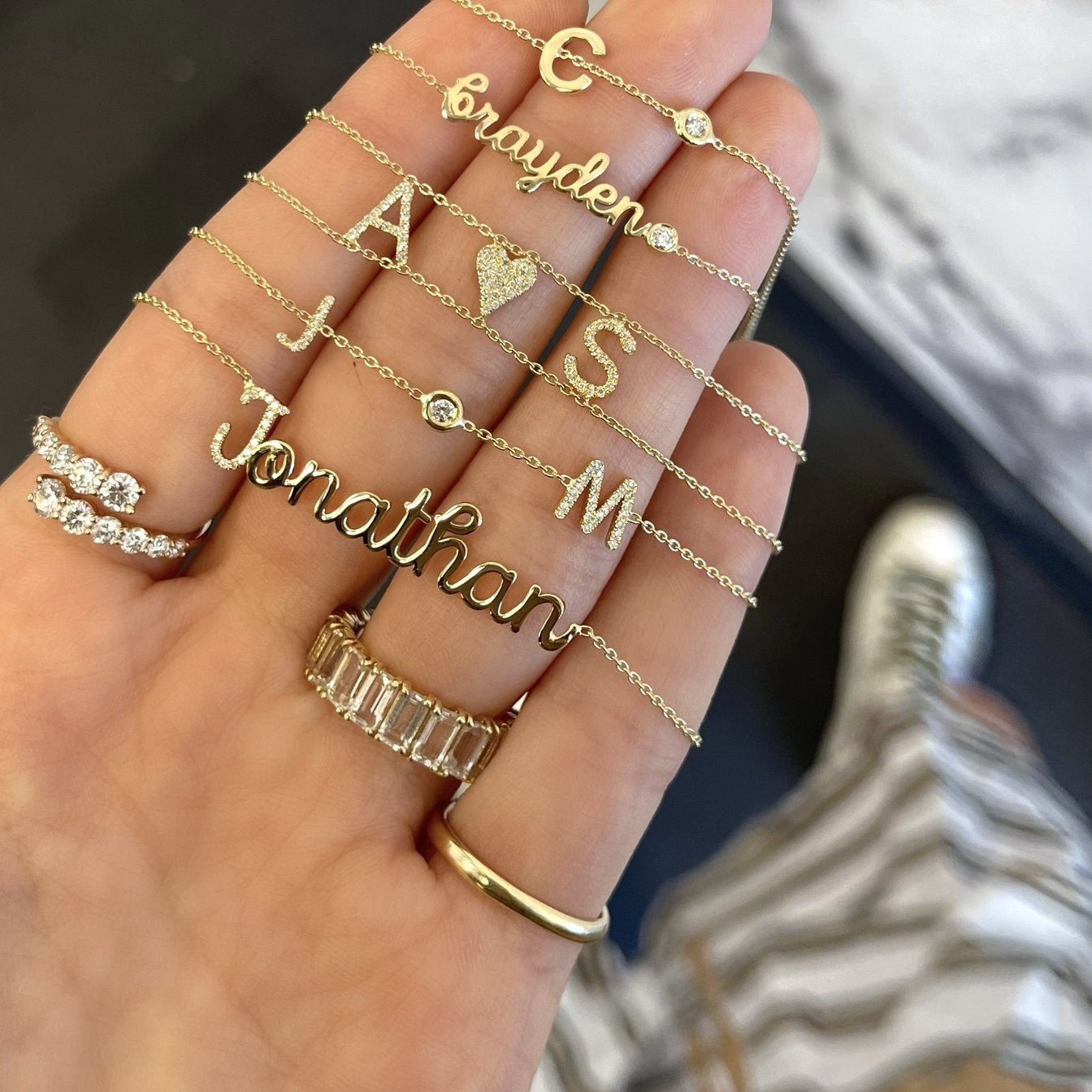 Diamond Accent Initial Name Necklace