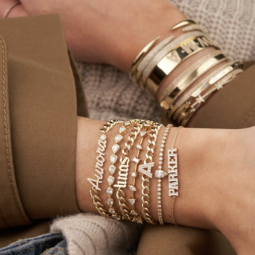 Custom Cuban Link Solid Gold Name Bracelet
