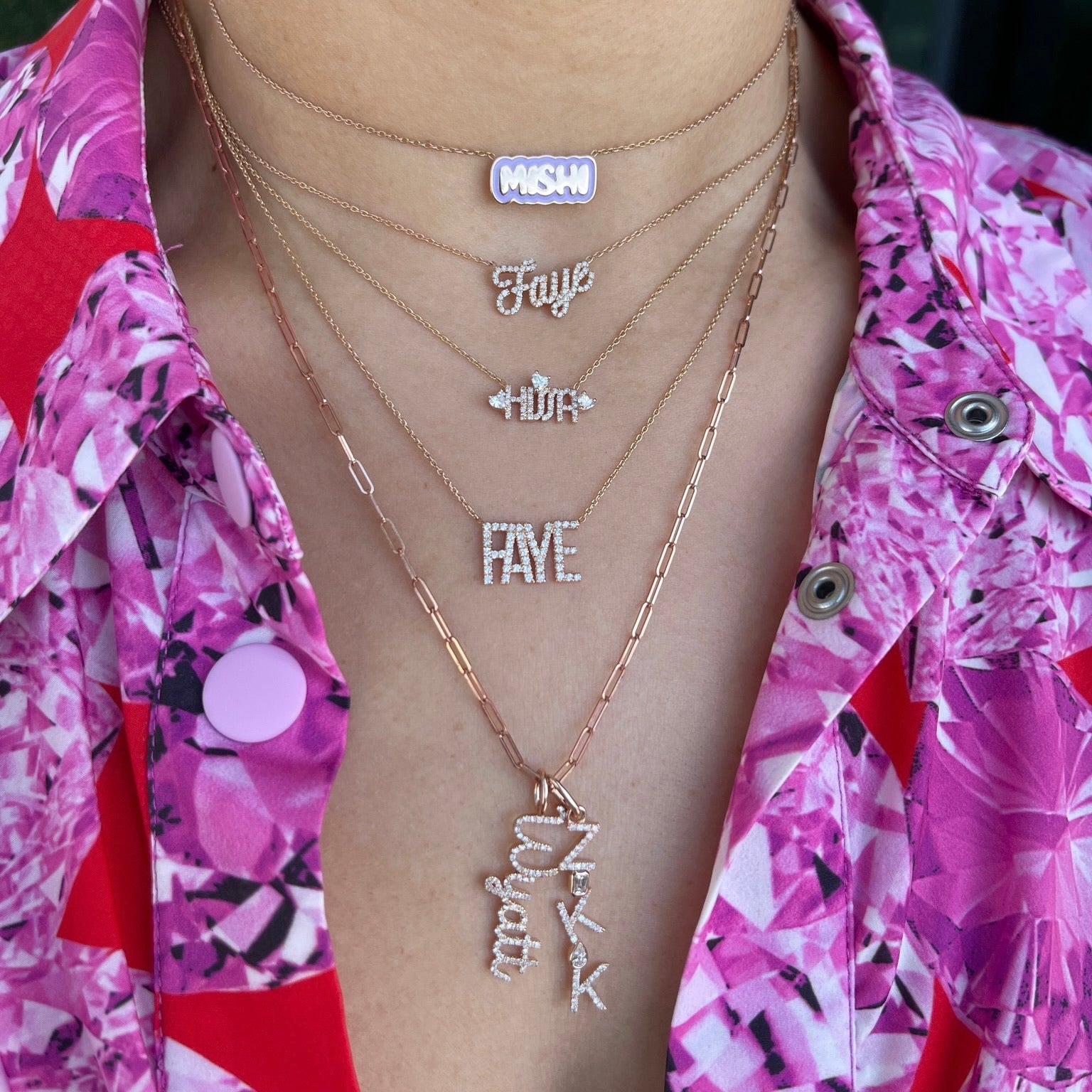 Large Diamond Pave Custom Name Necklace