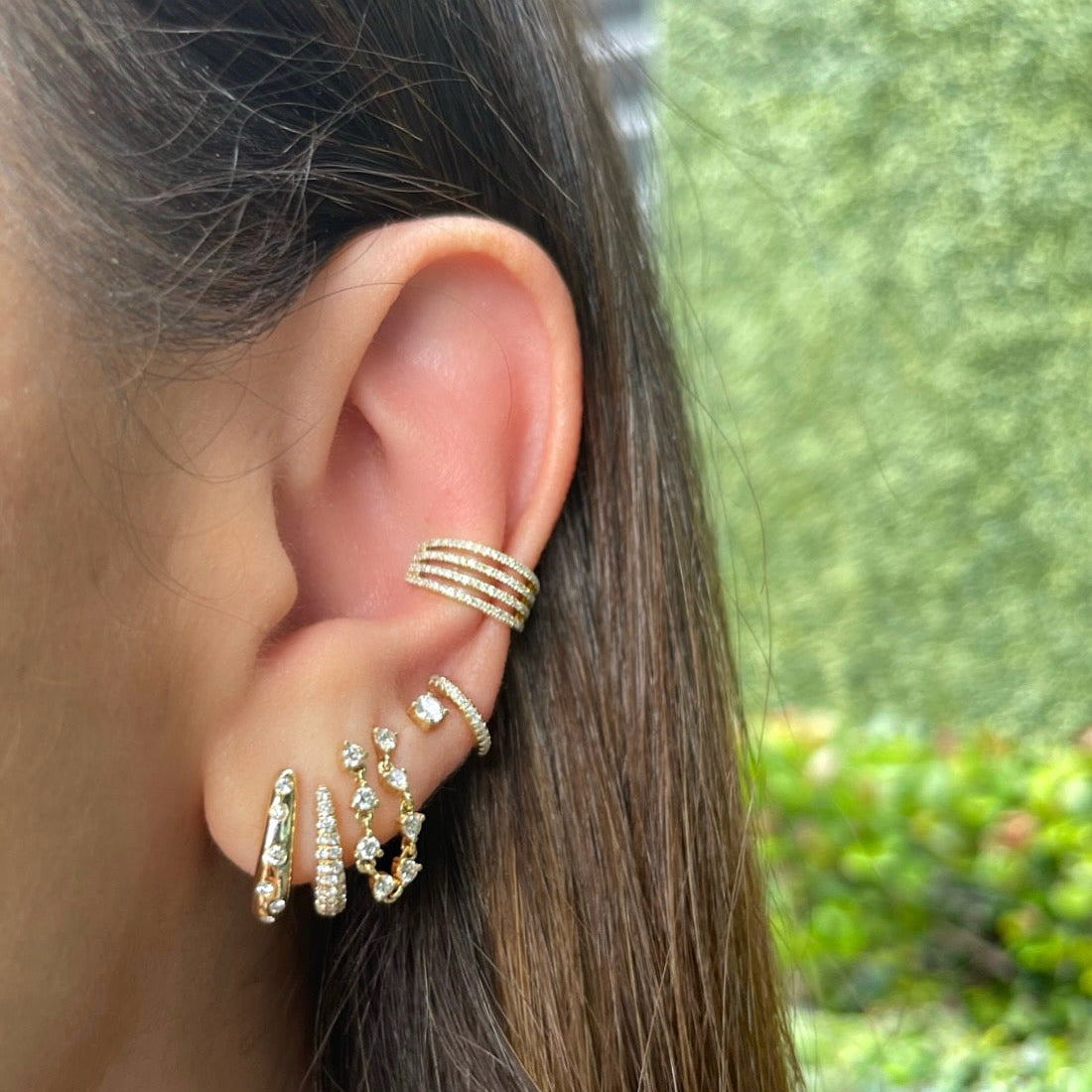 Inlay Diamond Claw Earrings
