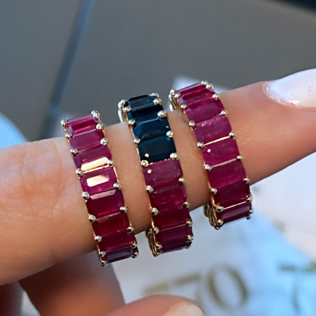 14k Emerald Cut Ruby Eternity Ring 770 Fine Jewelry