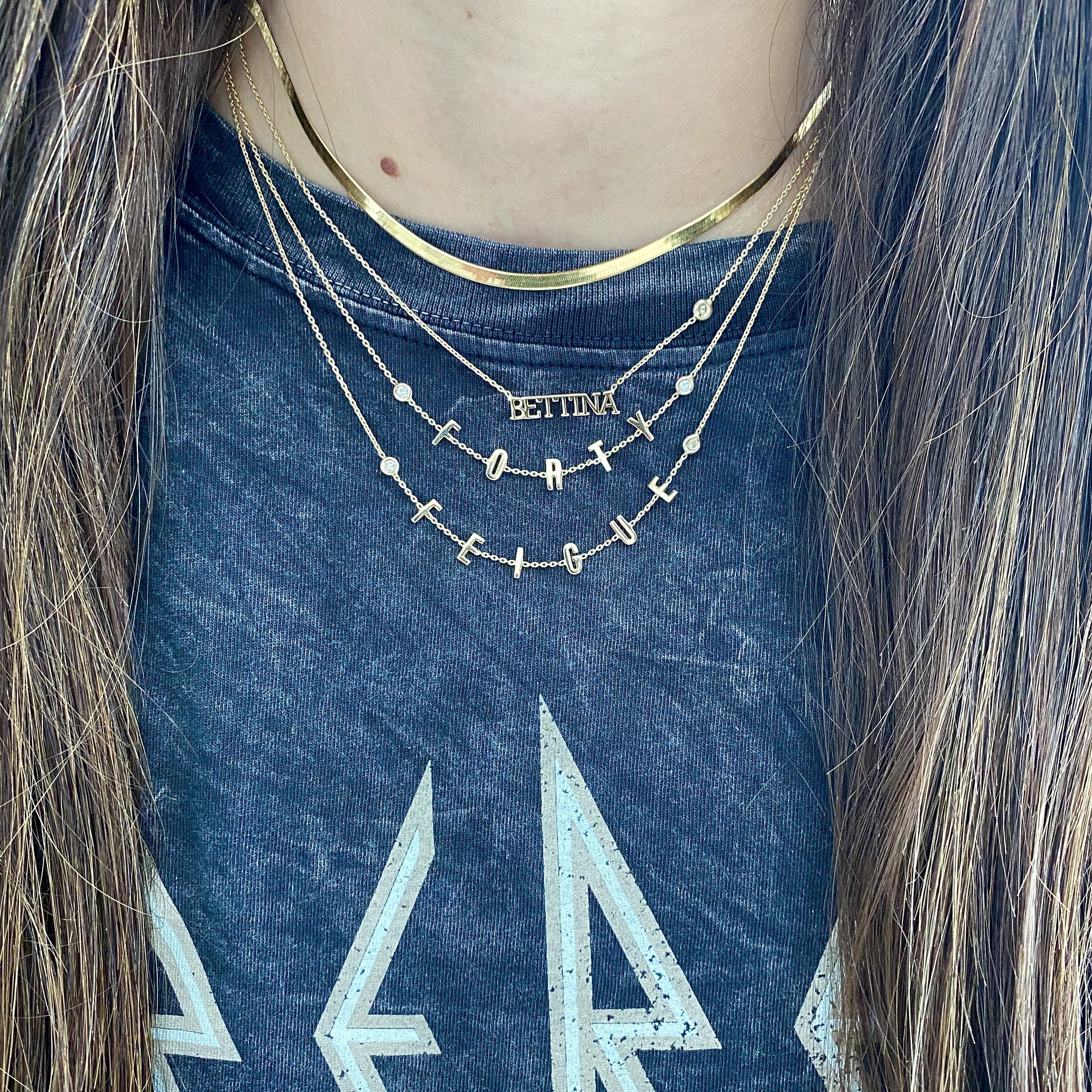 Name Necklace with Tiny Diamond