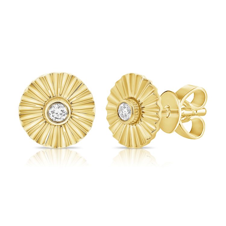Fluted Diamond Disc Earring