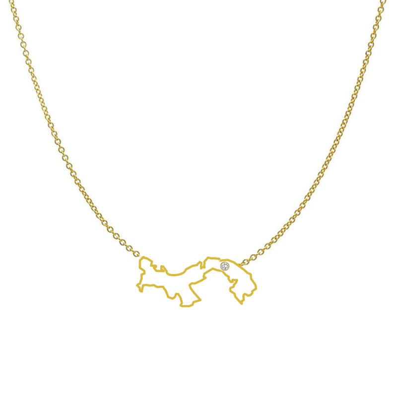 14k Map with Diamond Bezel