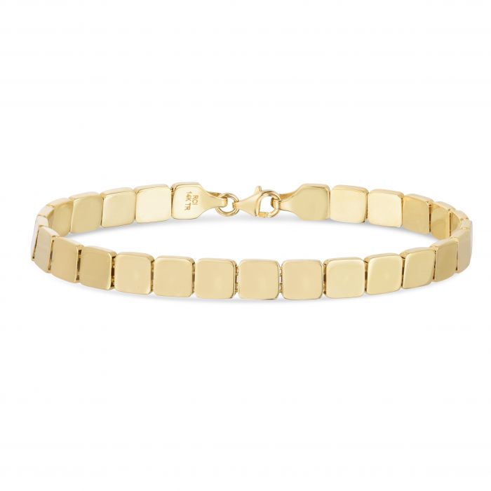 Gold Rounded Square Link Chain Bracelet